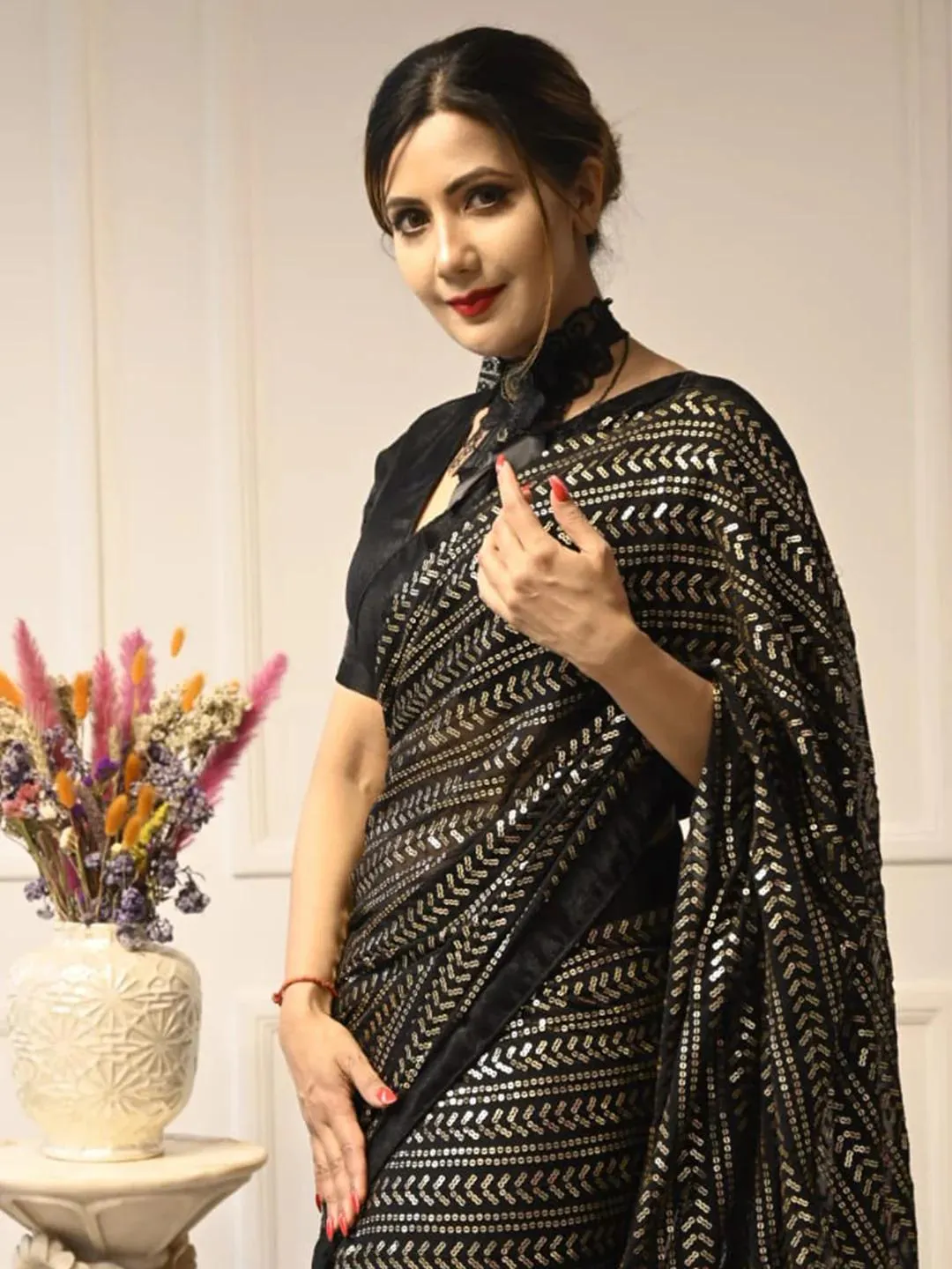 Bollywood Inspired Black Sequence Saree