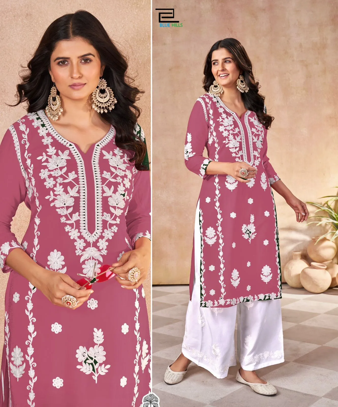 Buy Chikan Kurti Pant Set