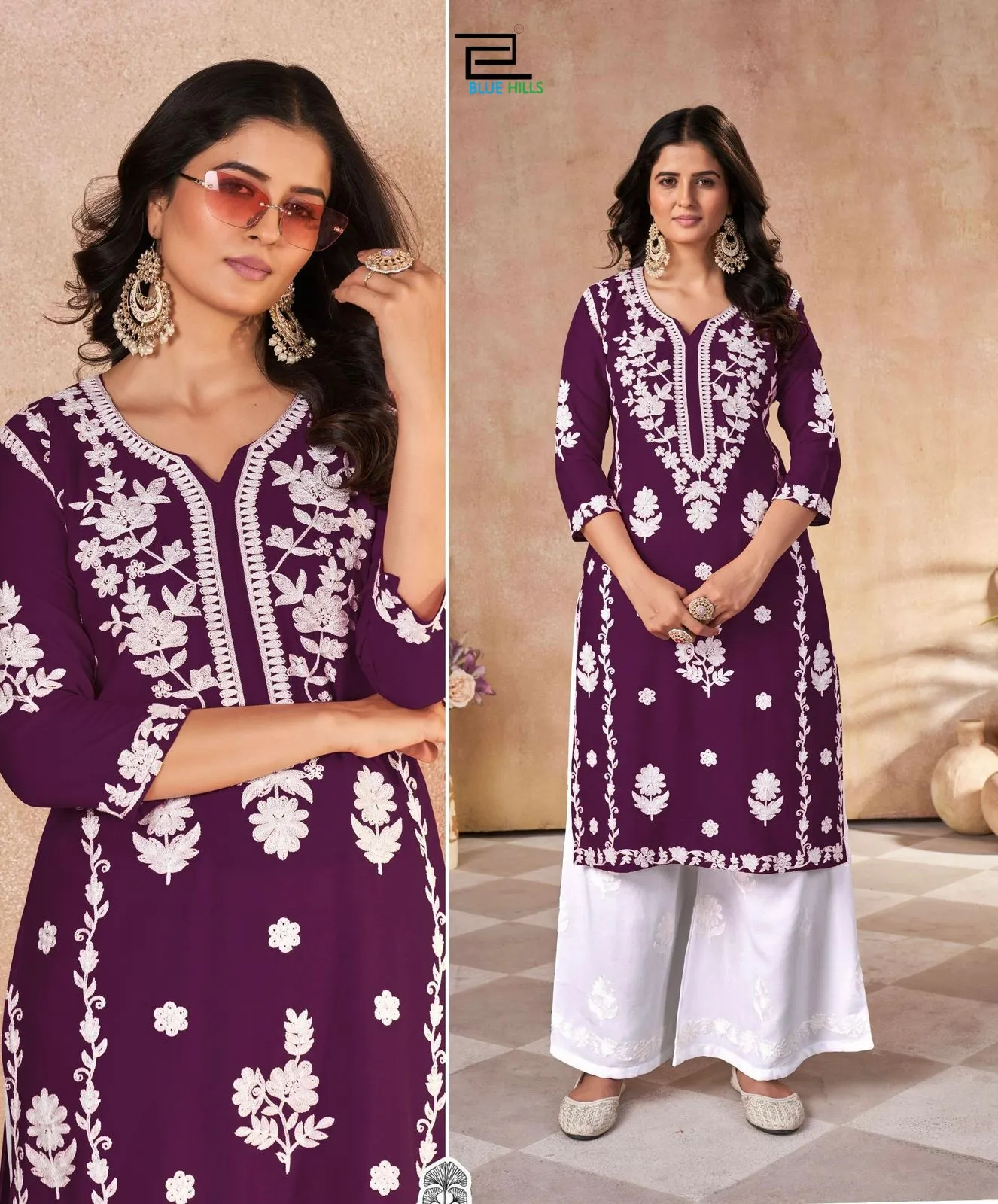 Buy Chikan Kurti Pant Set