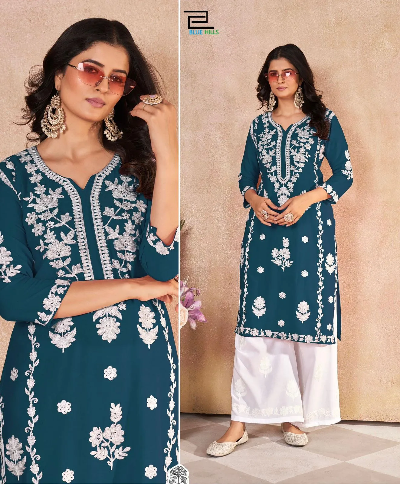 Buy Chikan Kurti Pant Set