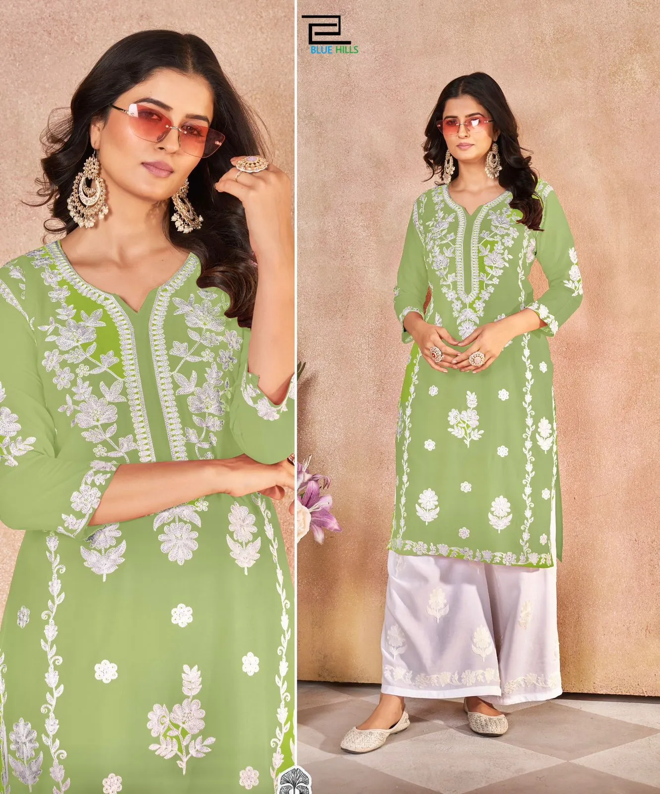 Buy Chikan Kurti Pant Set