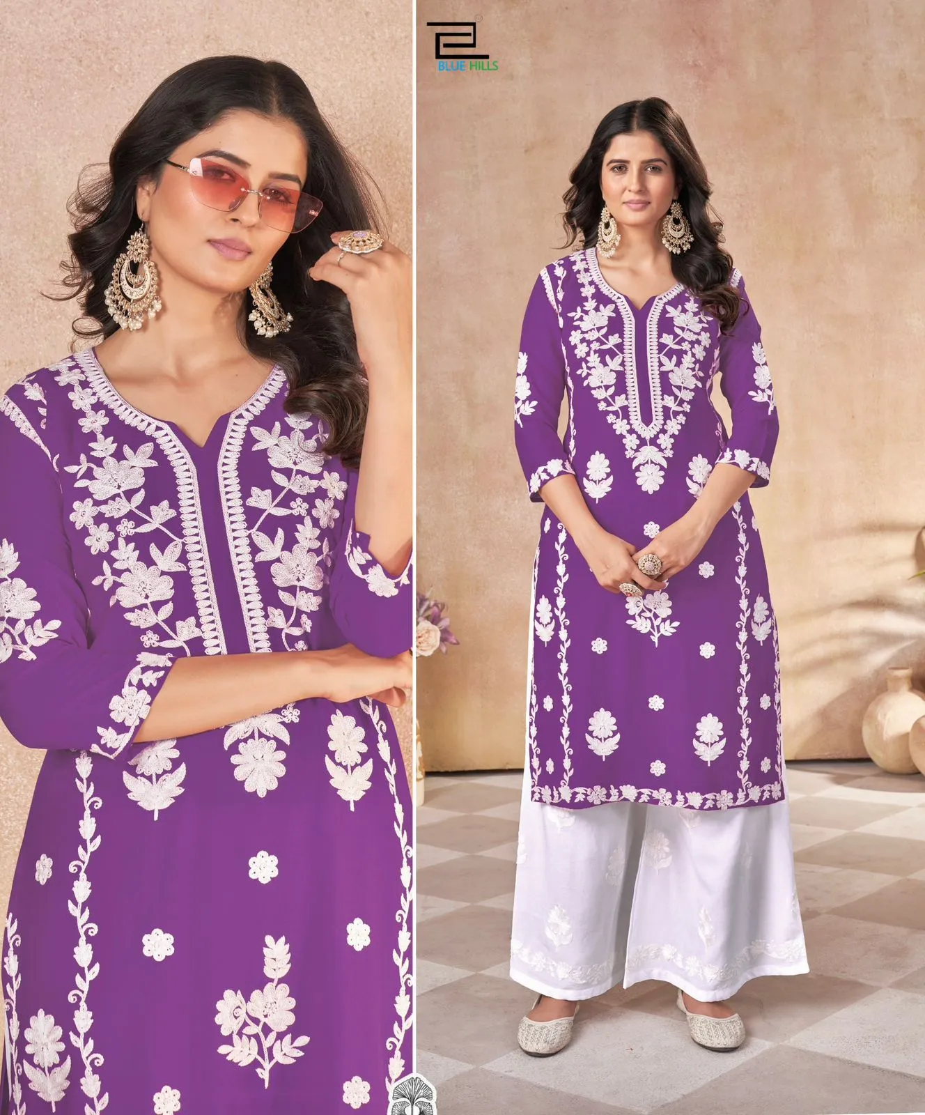 Buy Chikan Kurti Pant Set