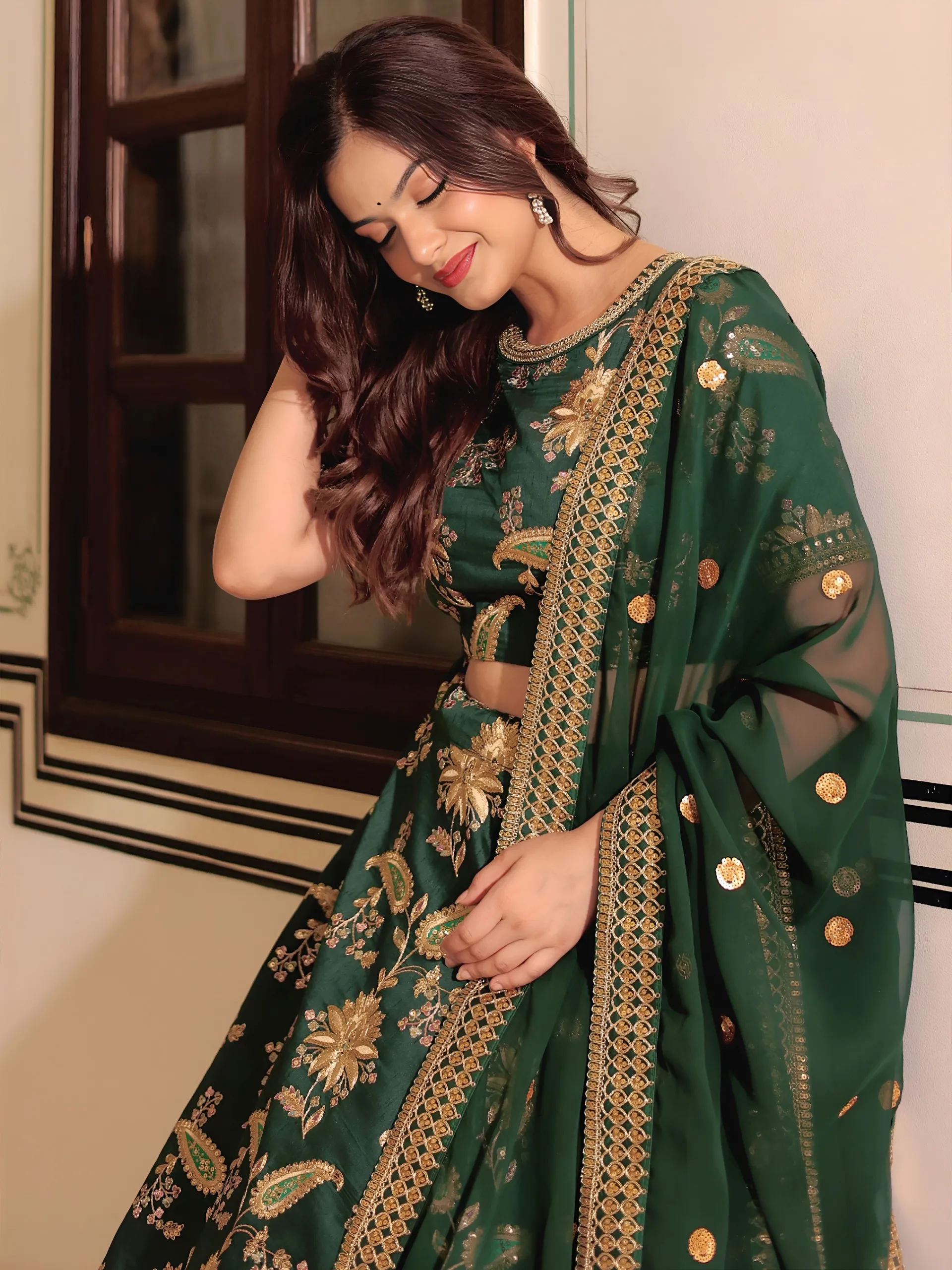 Dark Green Wedding Lehenga Design 2025