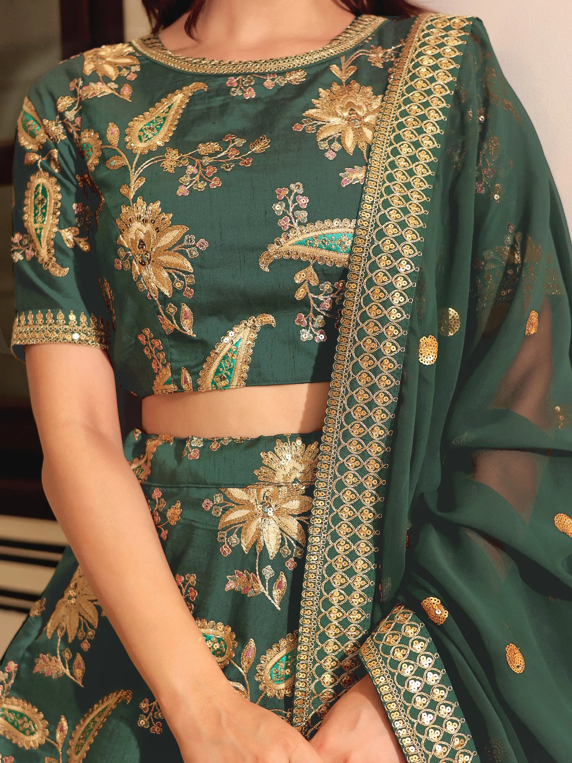Dark Green Wedding Lehenga Design 2025