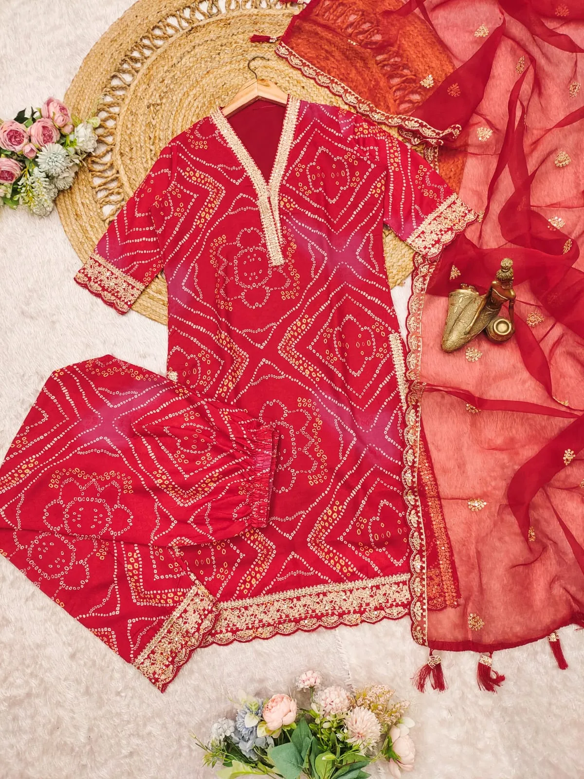 Designer Bandhni Printed Suit Set