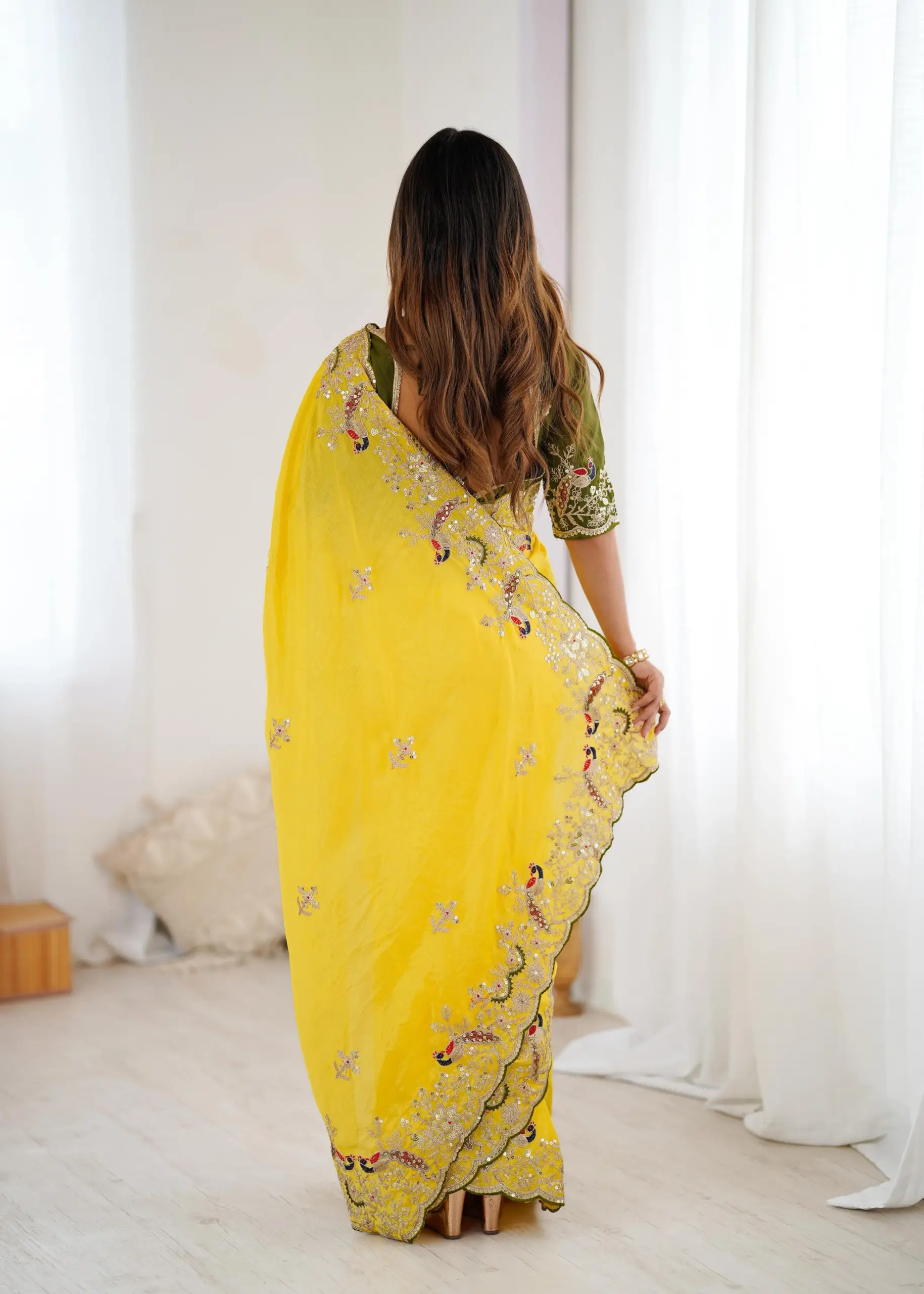 Designer Haldi Wear Yellow Saree
