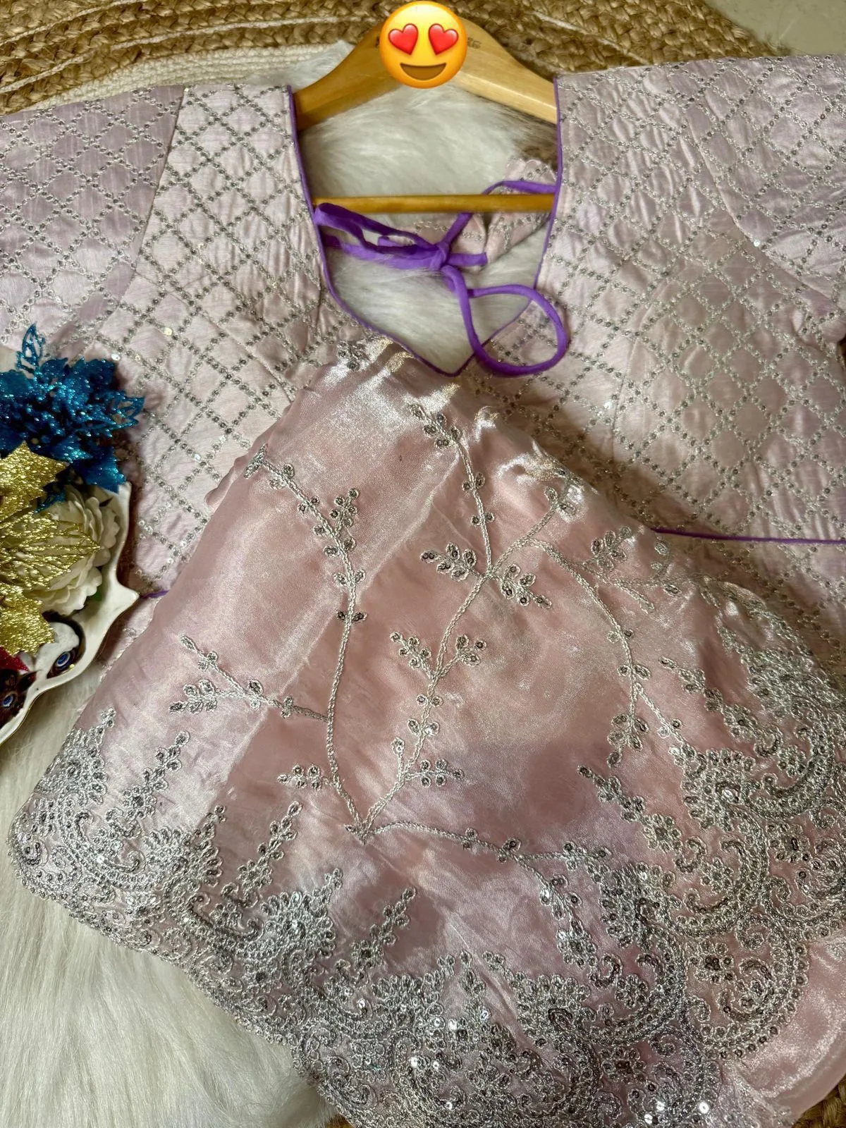Festive Wear Baby Pink Organza Saree