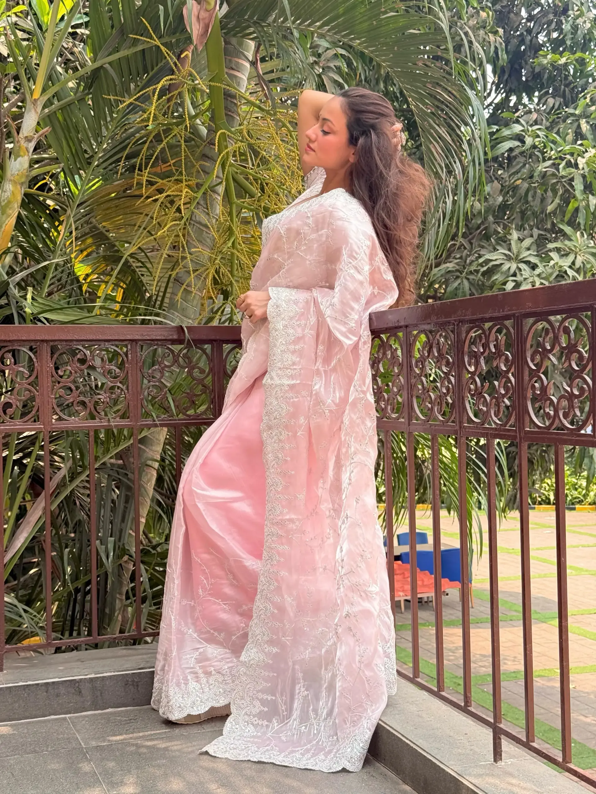 Festive Wear Baby Pink Organza Saree