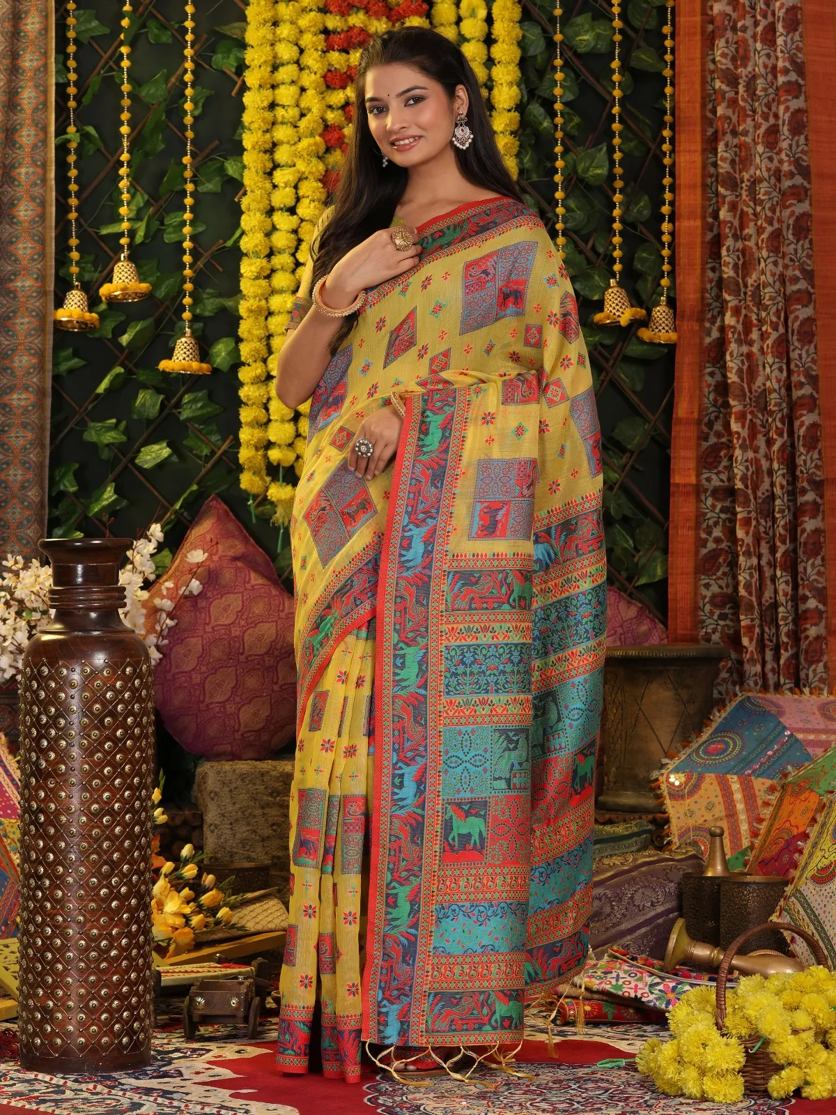 Festive Wear Linen Saree