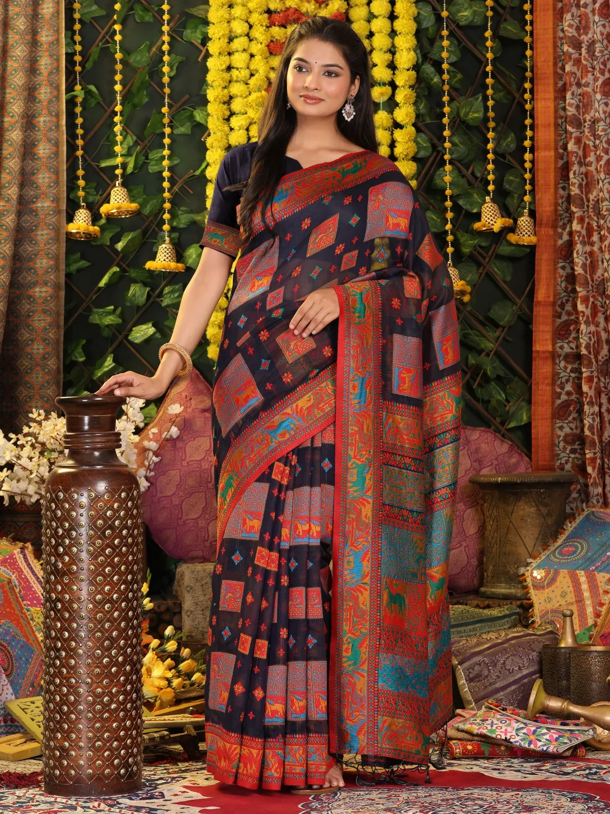 Festive Wear Linen Saree