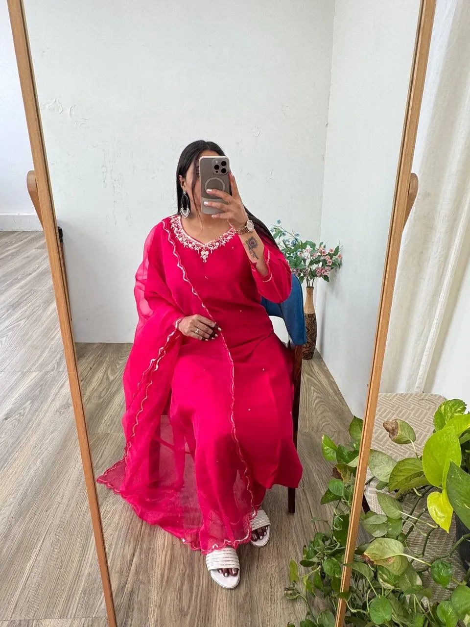 Festive Wear Red Kurti Set