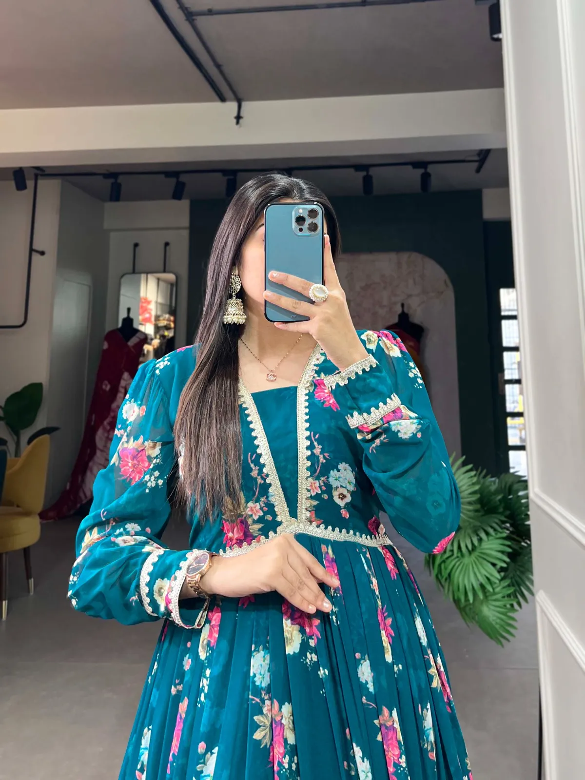 Floral Georgette Party Gown