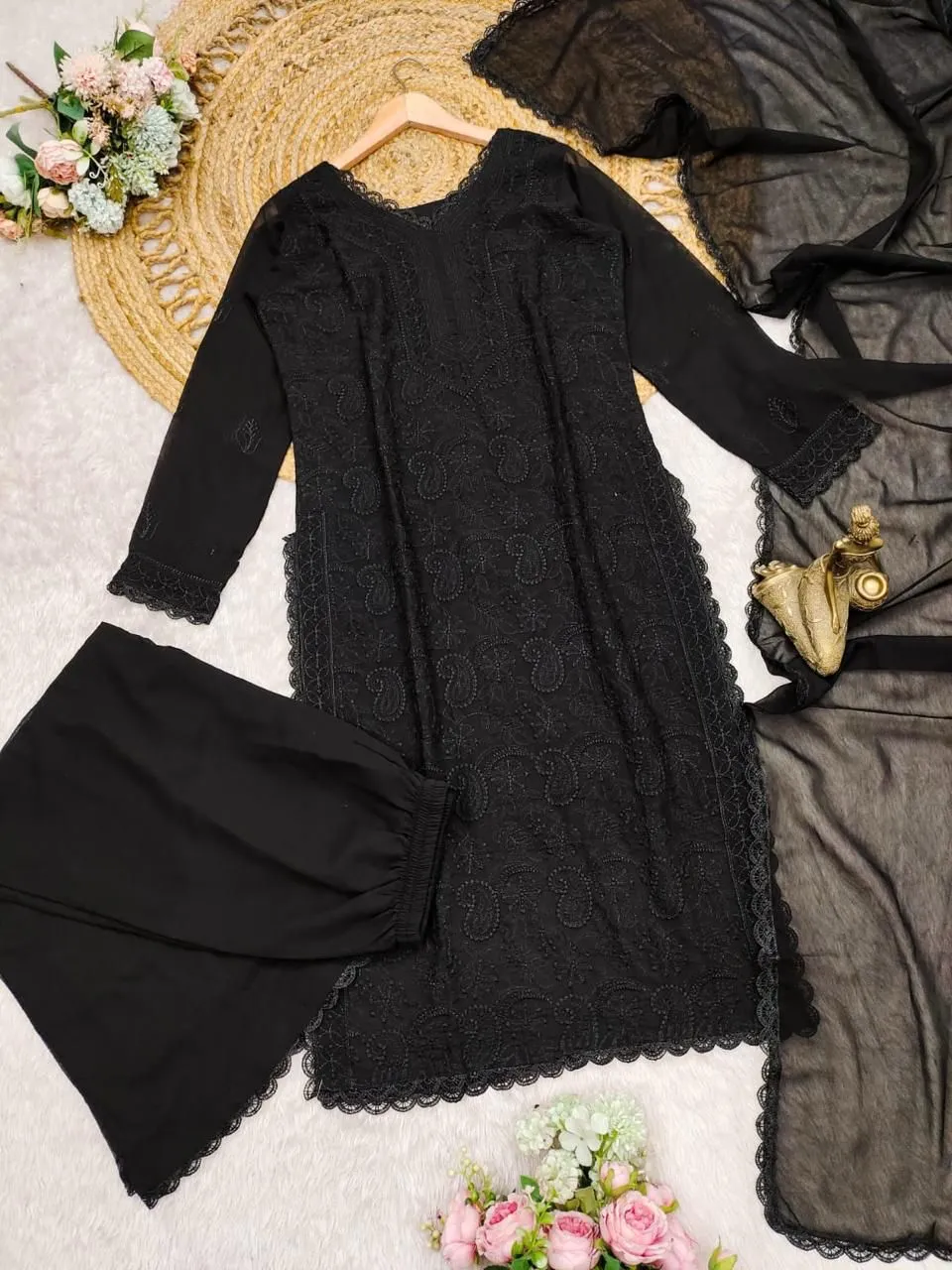 Stylish Chikankari Kurti with Long Top