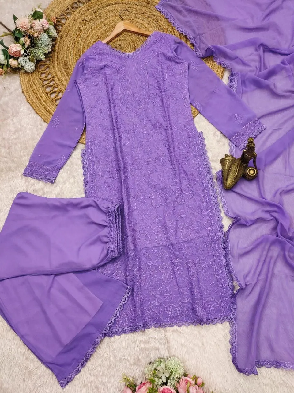 Stylish Chikankari Kurti with Long Top