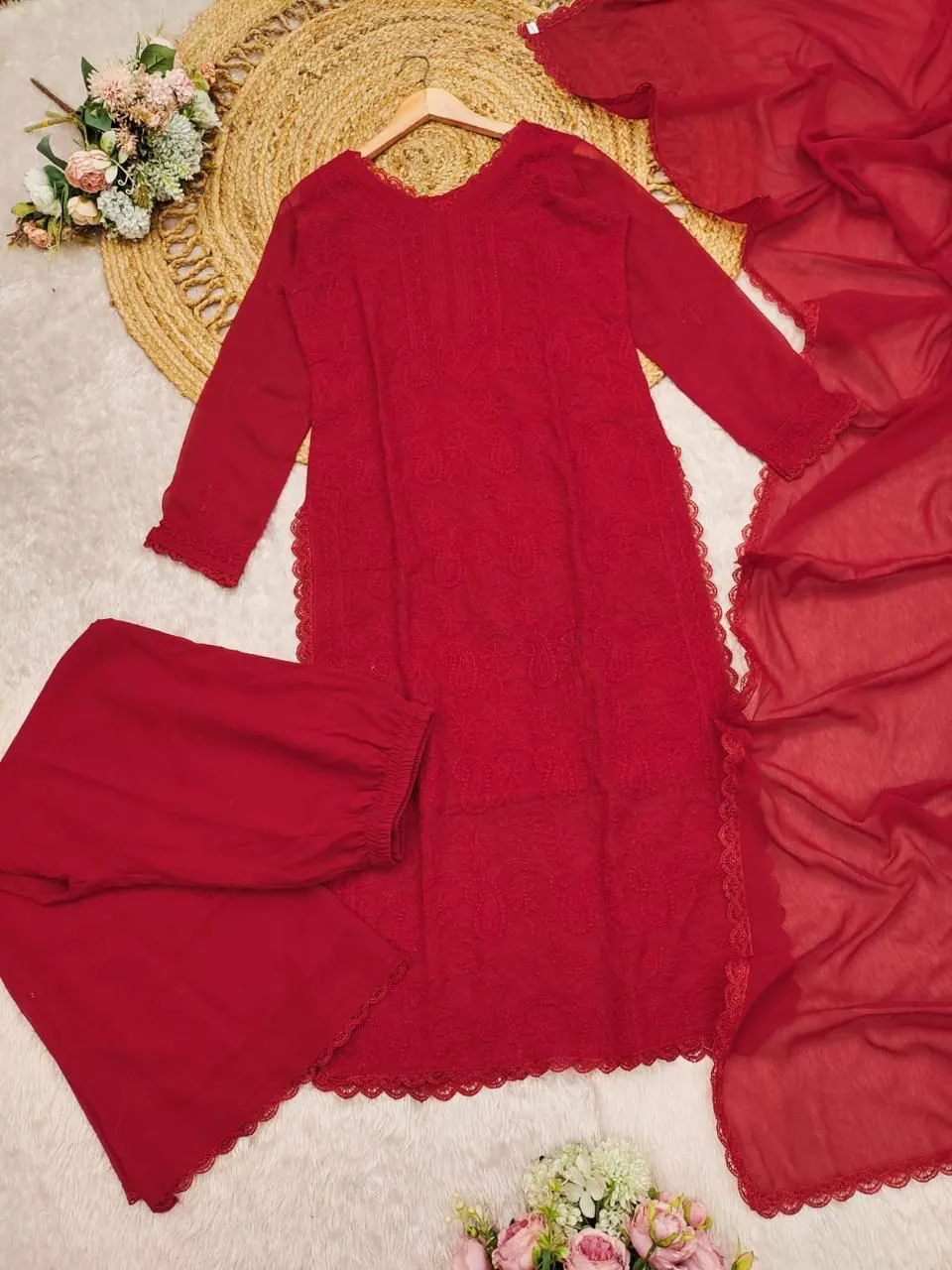 Stylish Chikankari Kurti with Long Top
