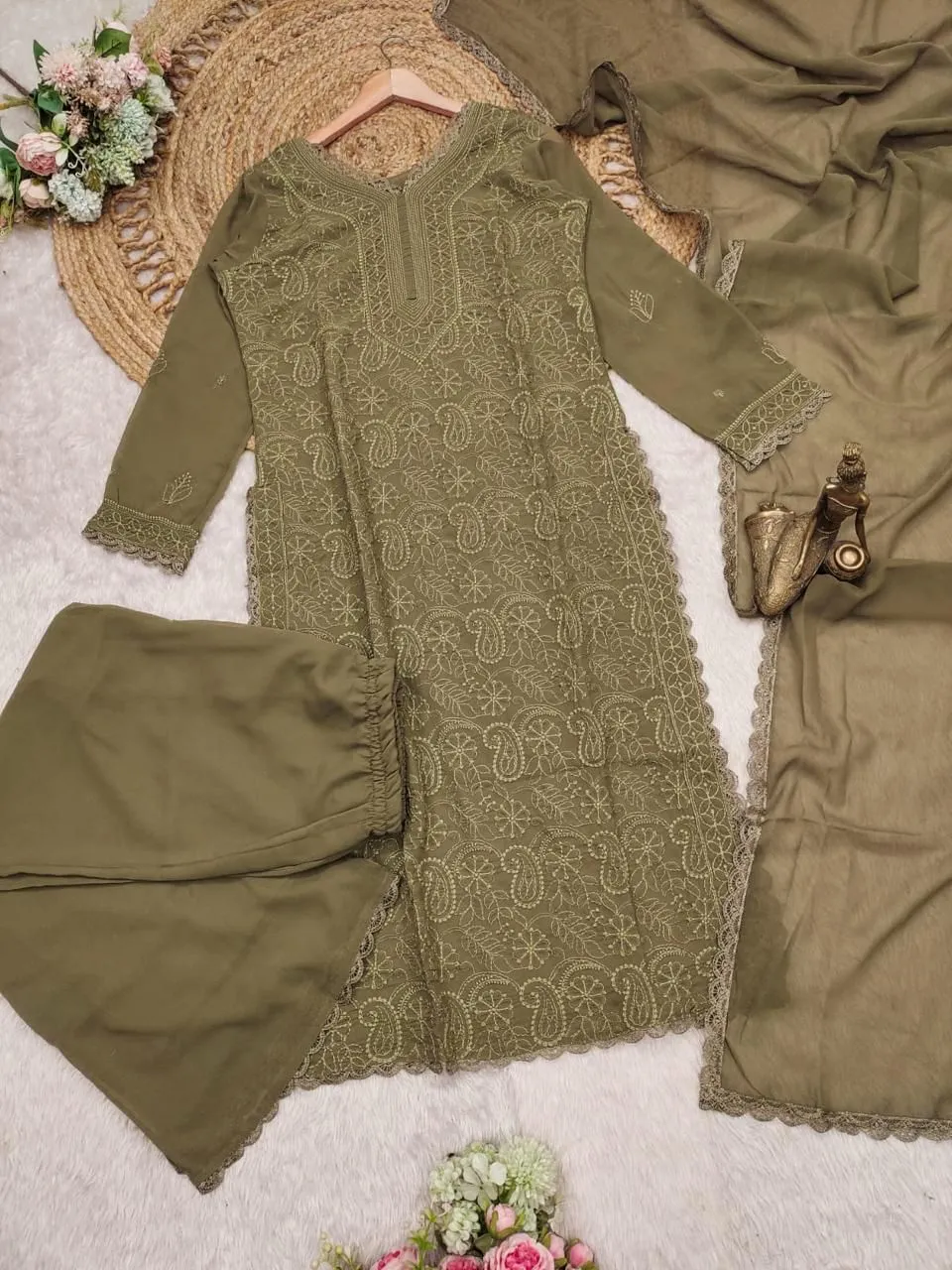 Stylish Chikankari Kurti with Long Top
