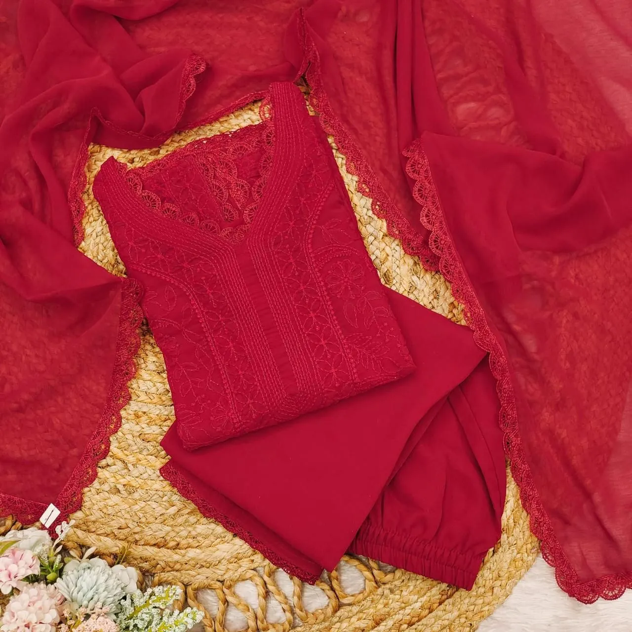 Stylish Chikankari Kurti with Long Top