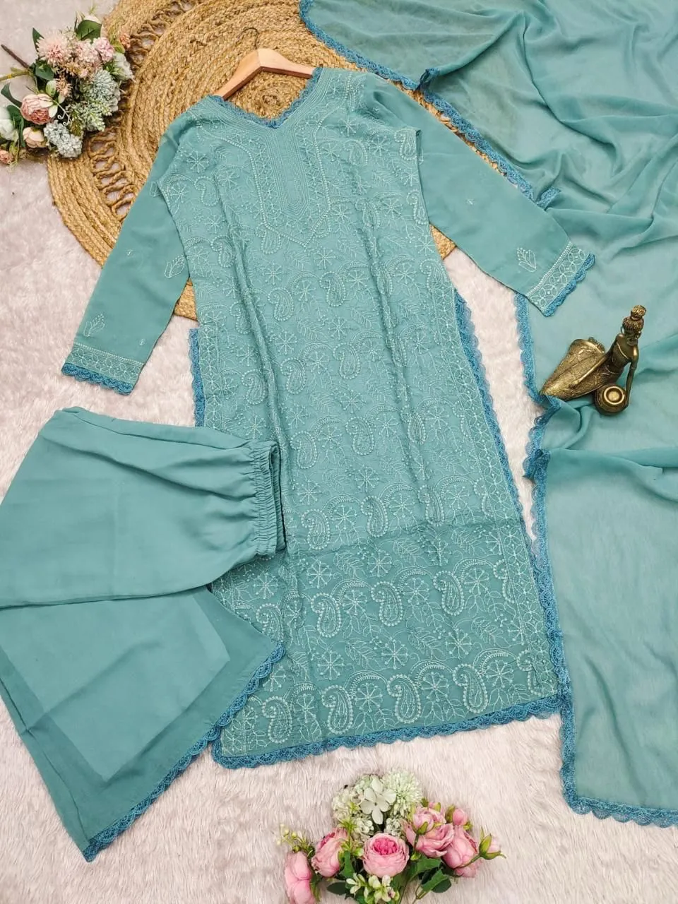 Stylish Chikankari Kurti with Long Top