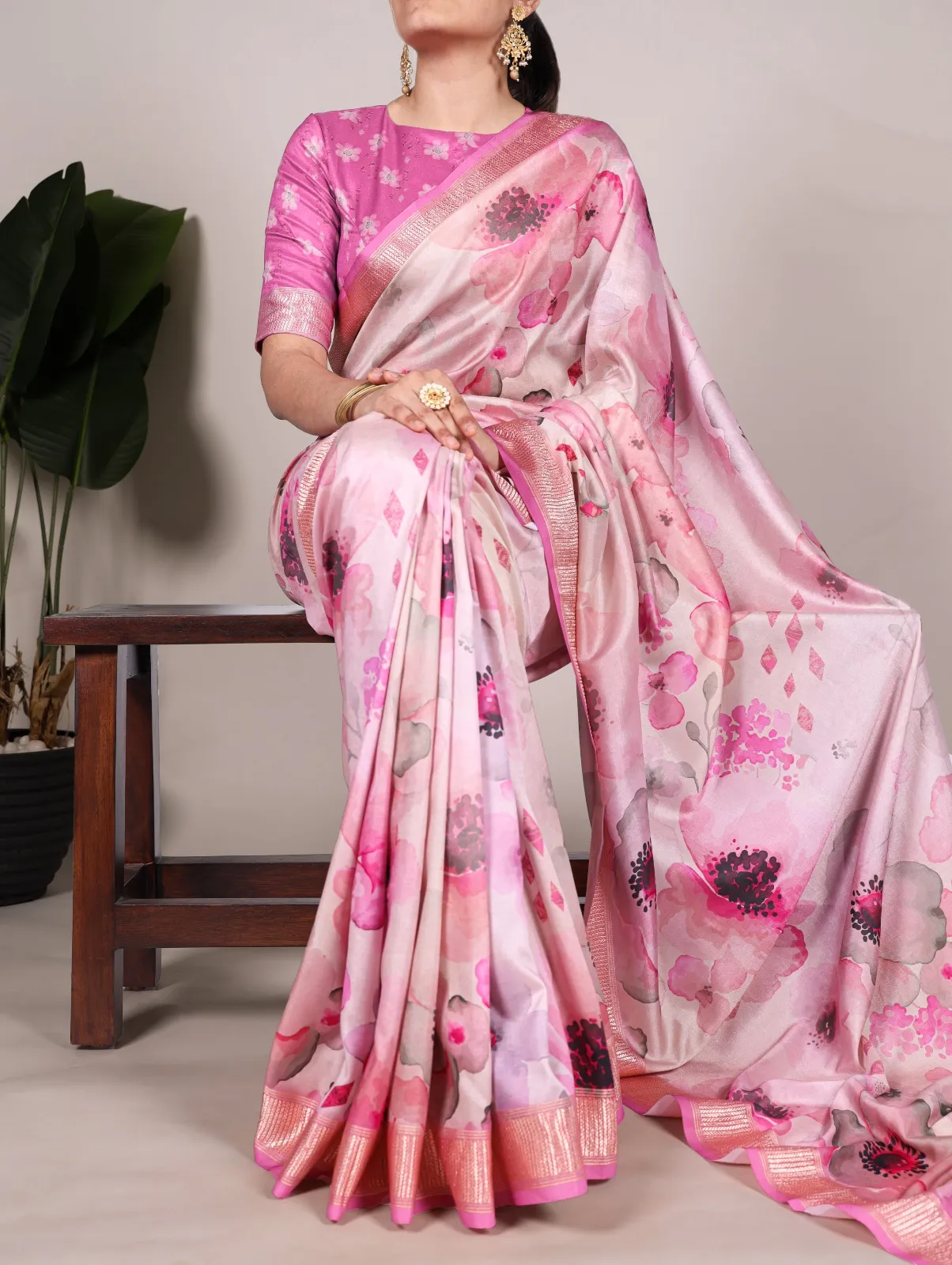 Tussar Silk Floral Printed Saree
