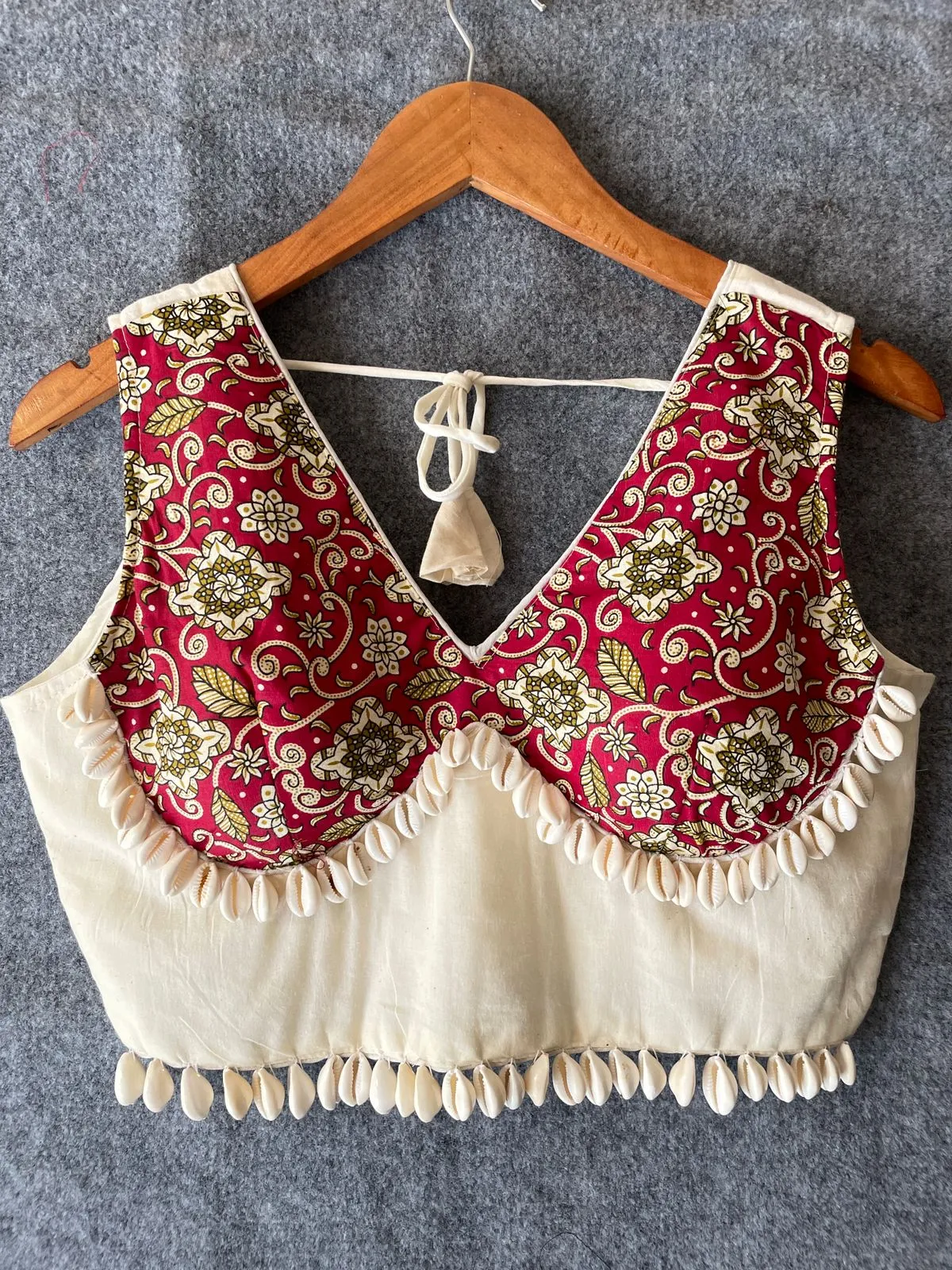 Ajrakh Printed Kodi work Blouse
