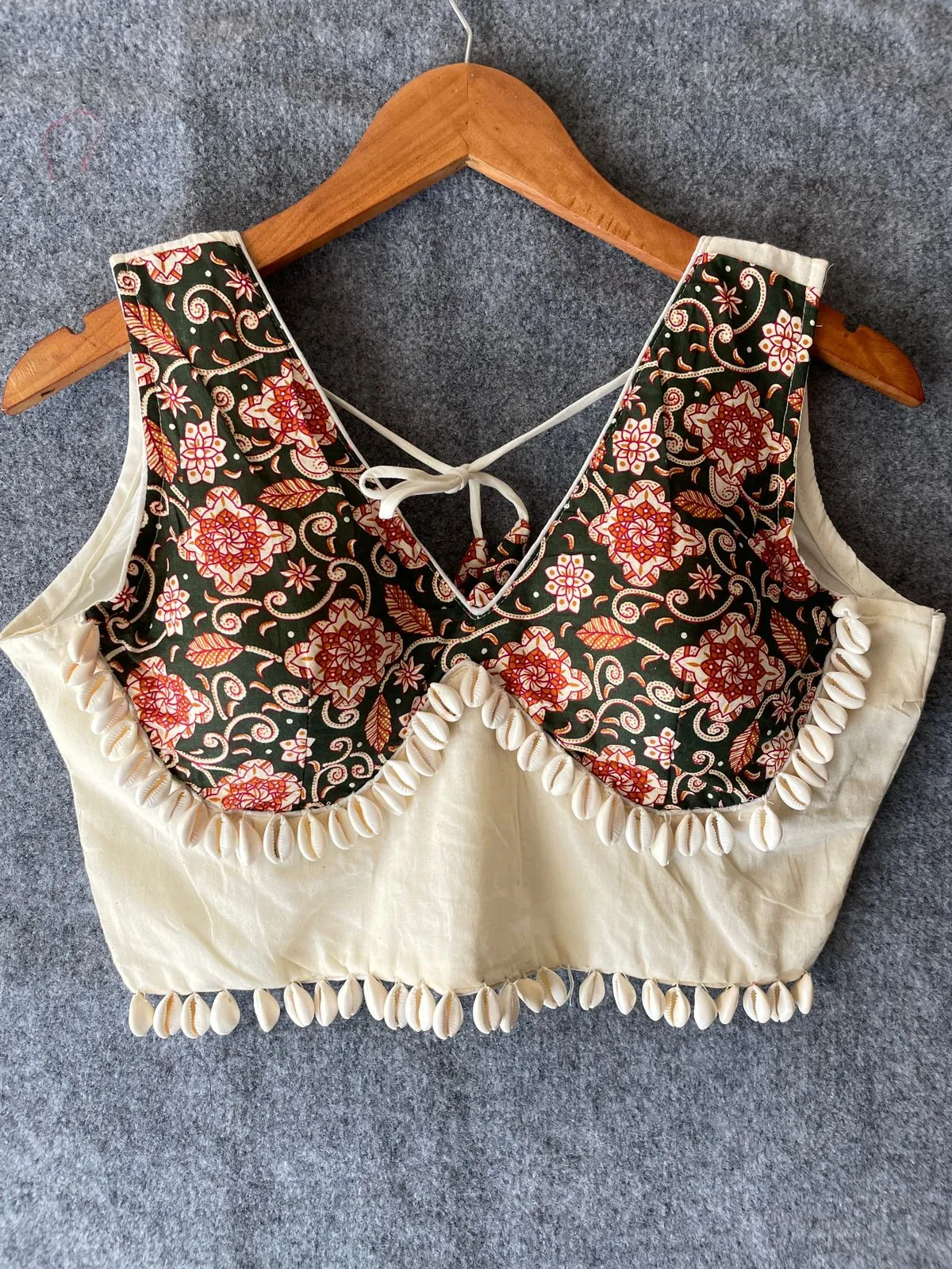 Ajrakh Printed Kodi work Blouse