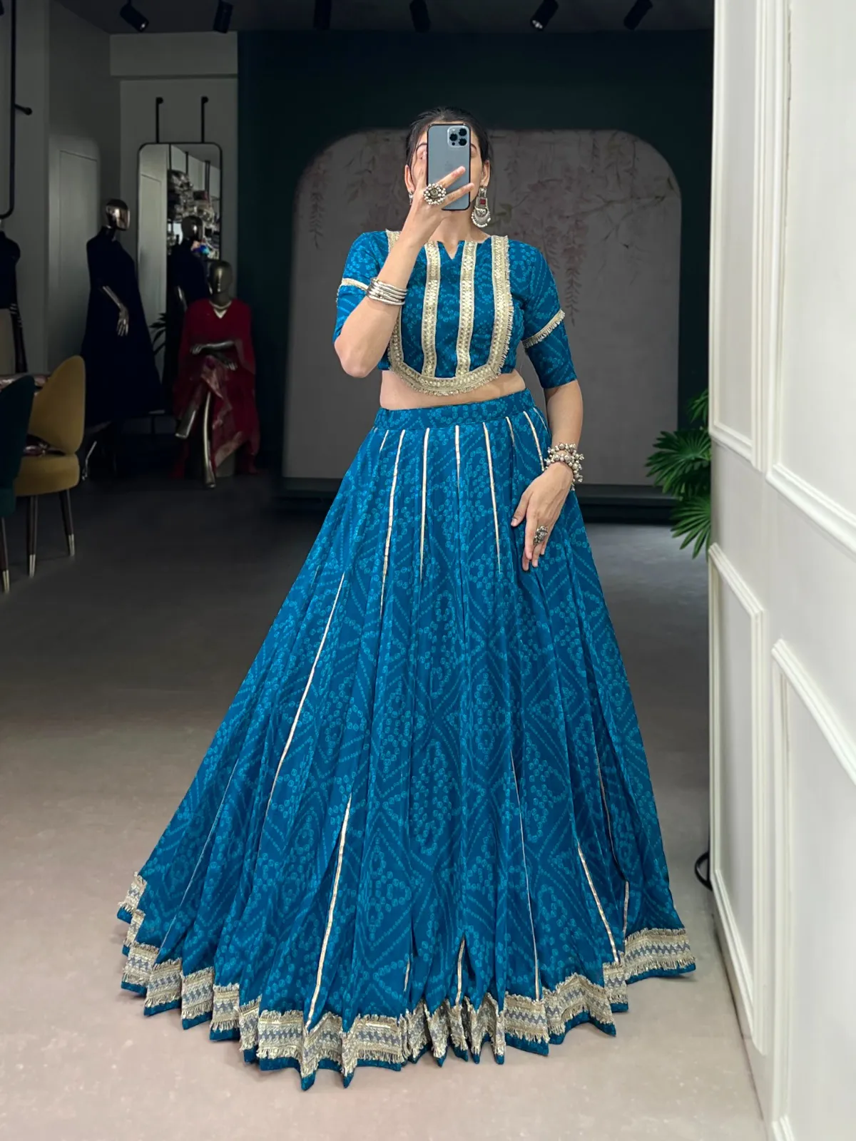 Bandhani Printed 8 mtr Flair Lehenga Choli