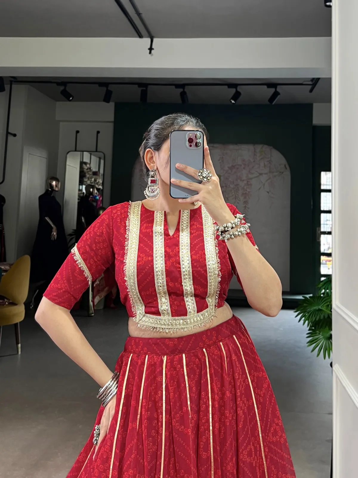 Bandhani Printed 8 mtr Flair Lehenga Choli