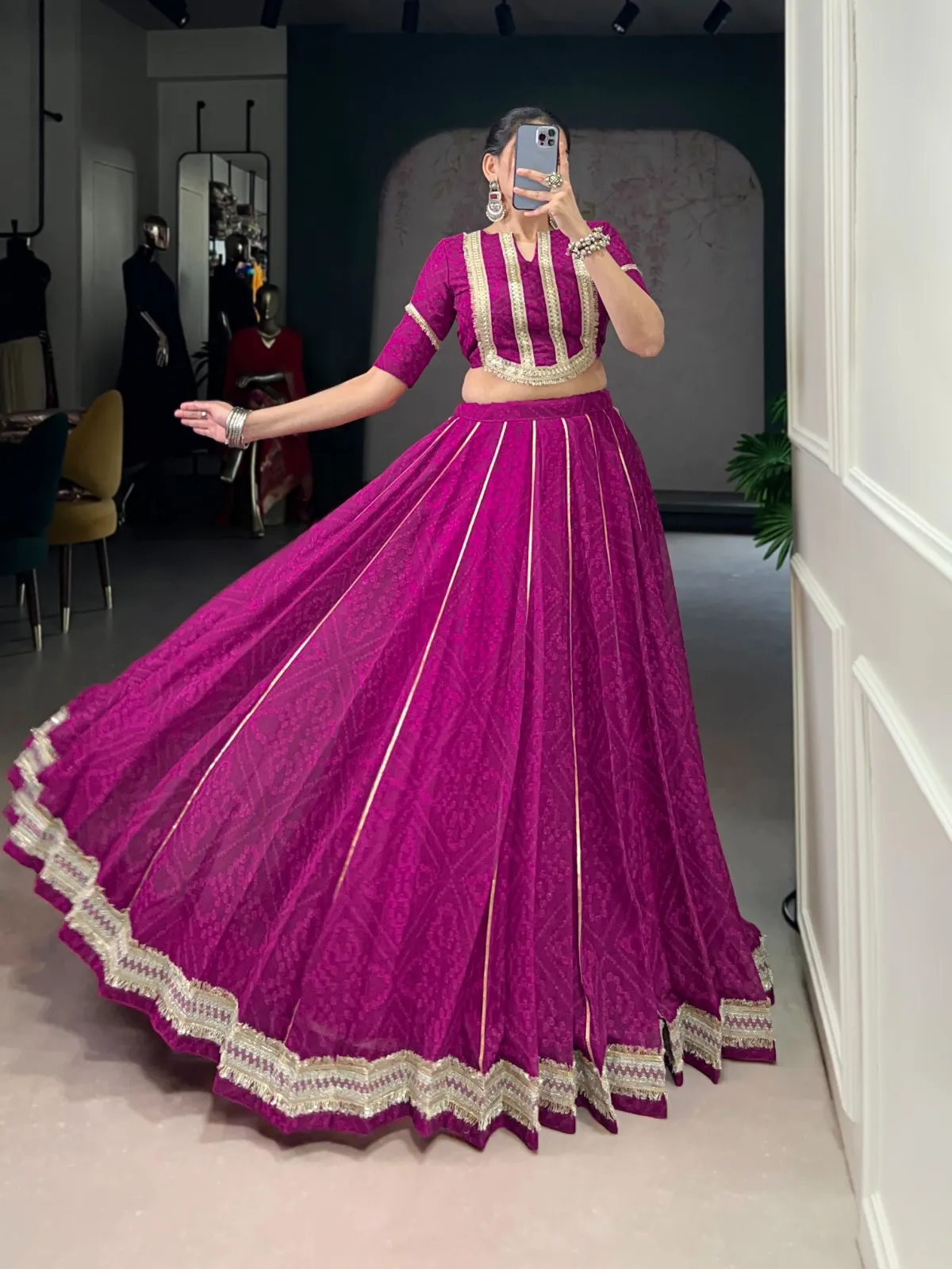 Bandhani Printed 8 mtr Flair Lehenga Choli