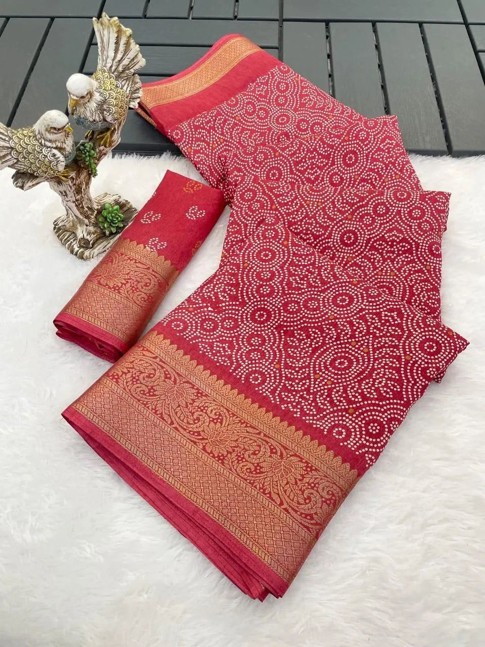 Bandhani Printed Dola Cotton Saree