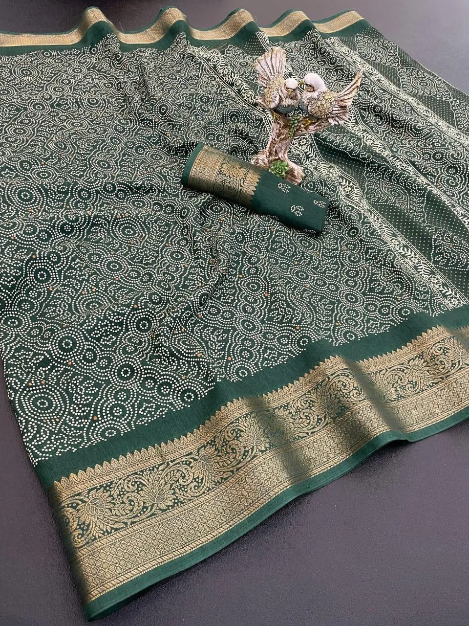 Bandhani Printed Dola Cotton Saree