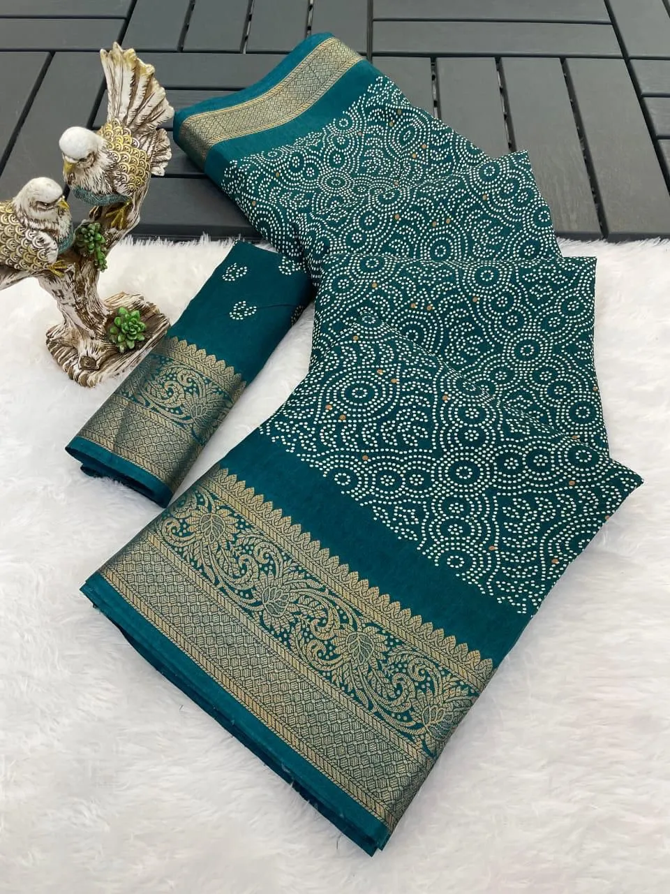 Bandhani Printed Dola Cotton Saree