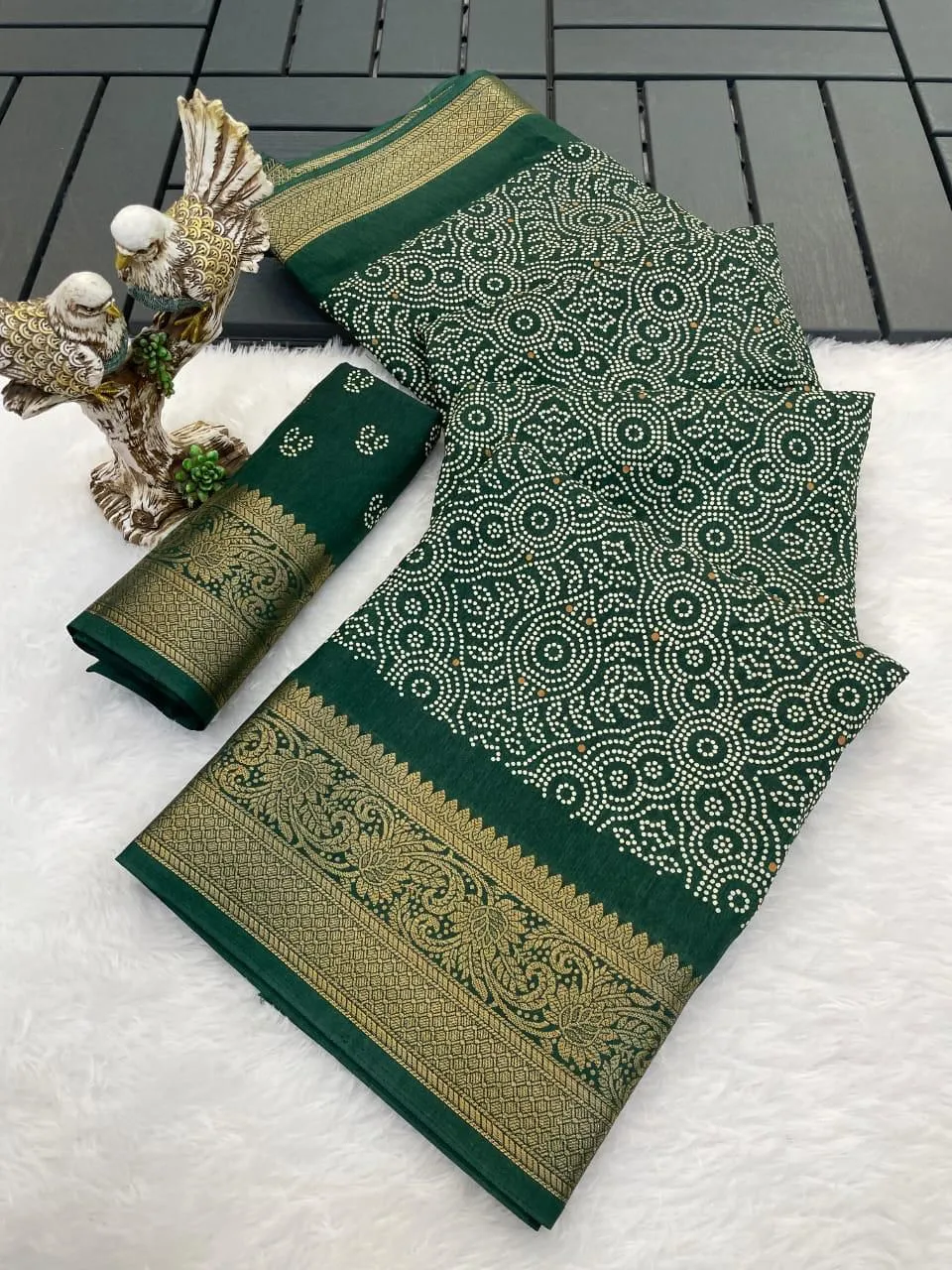 Bandhani Printed Dola Cotton Saree