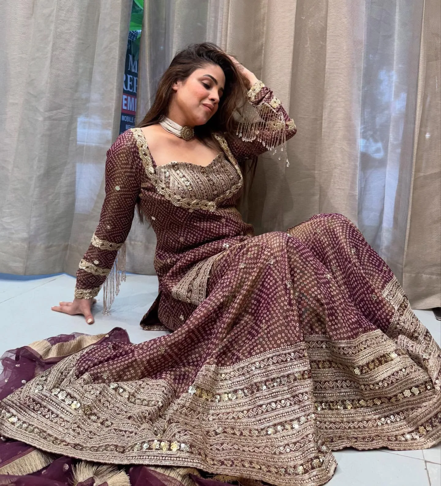 Bollywood Inspired Bandhni Sharara Salwar Suit