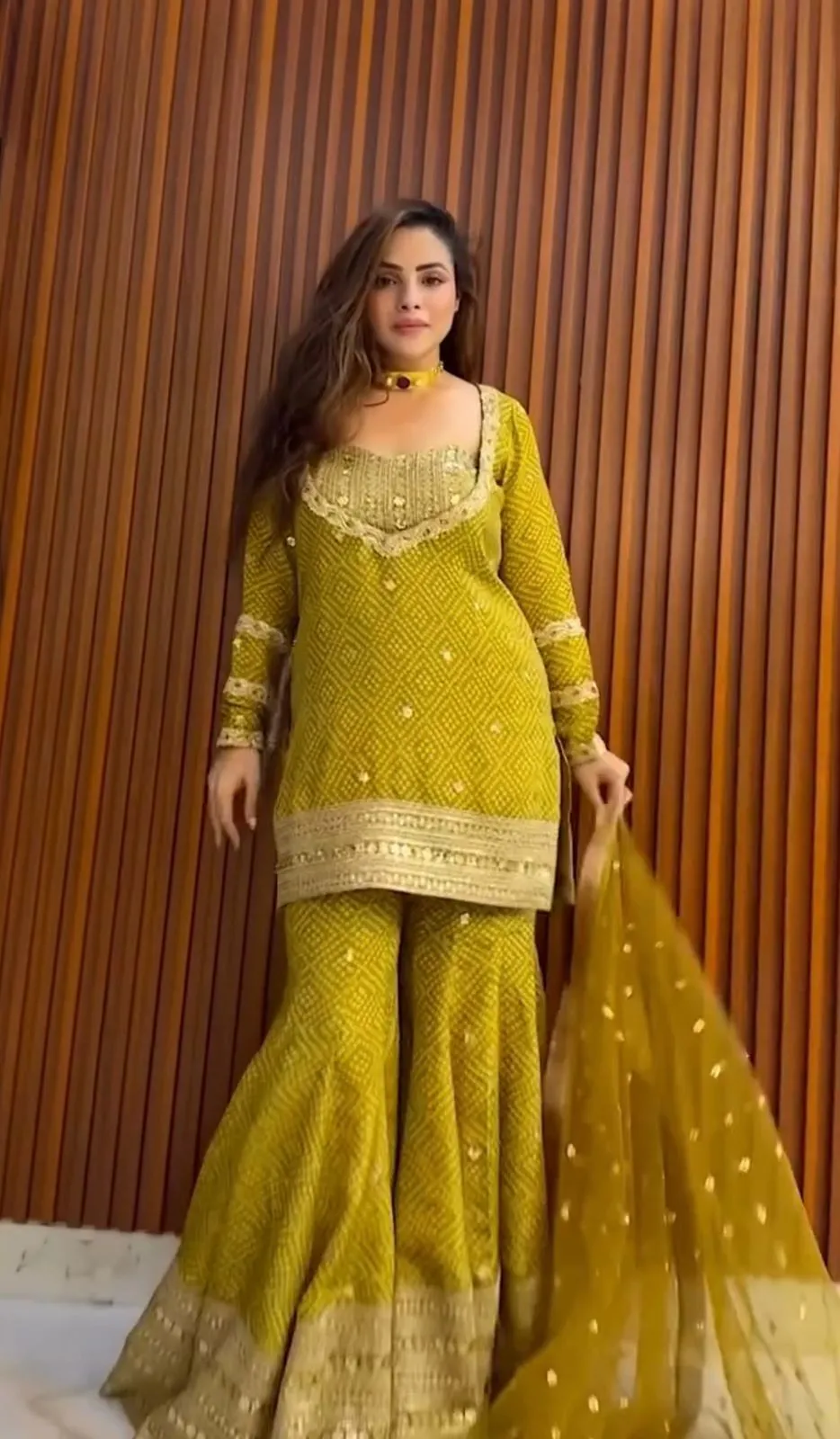 Bollywood Inspired Bandhni Sharara Salwar Suit