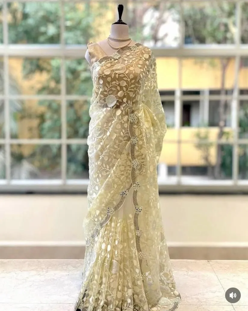 Bollywood Inspired Cream Fancy Saree