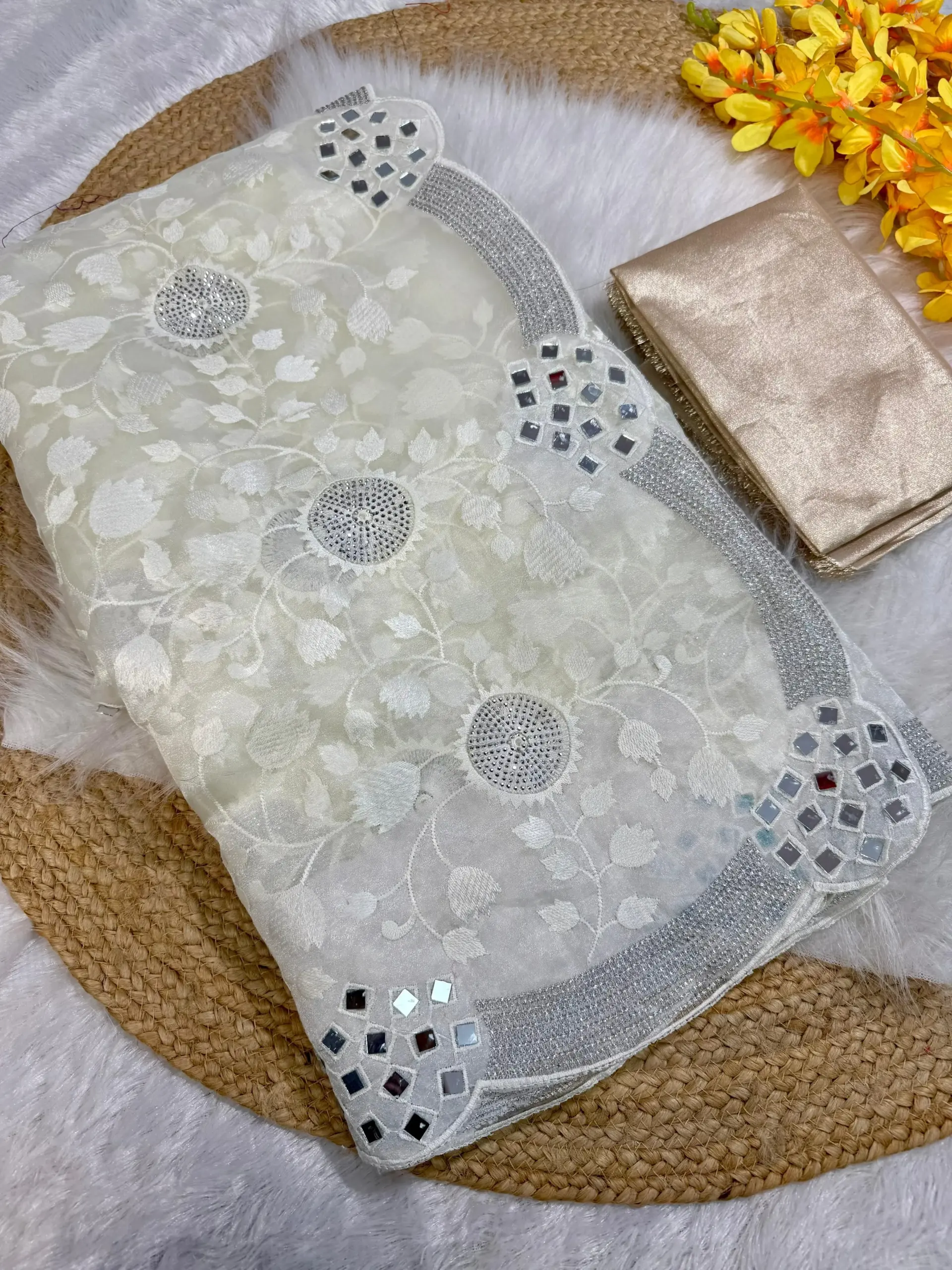 Bollywood Inspired Cream Fancy Saree