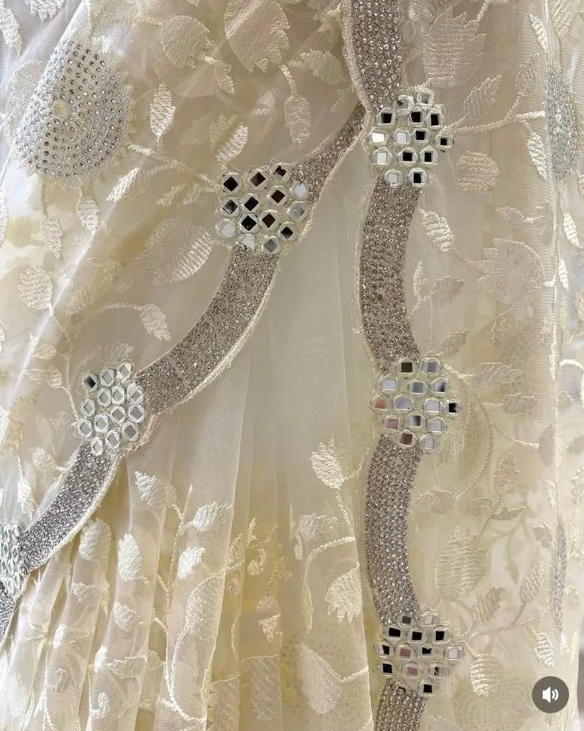 Bollywood Inspired Cream Fancy Saree