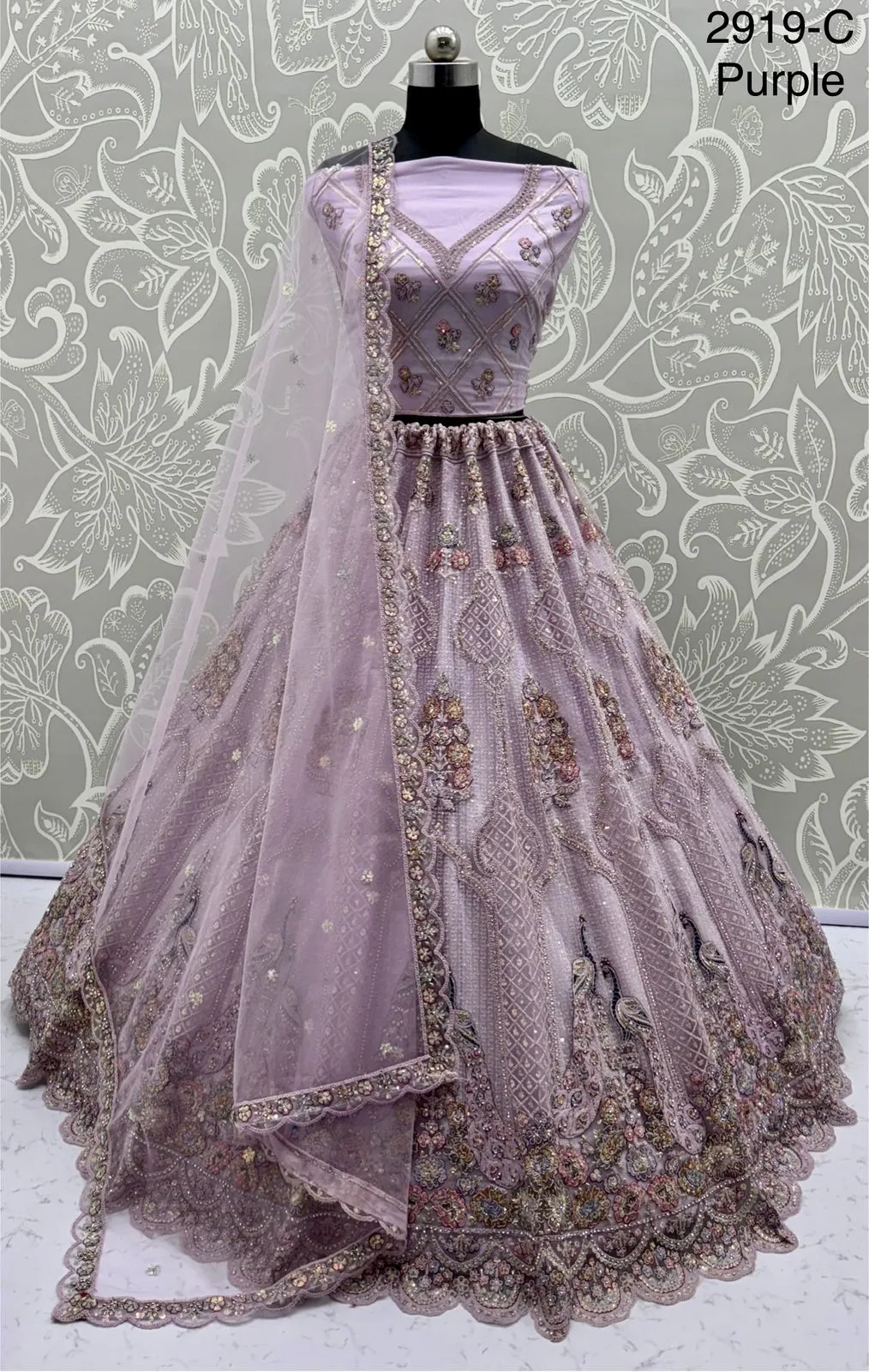 Bridal Lehenga Choli with Peacock Embroidery