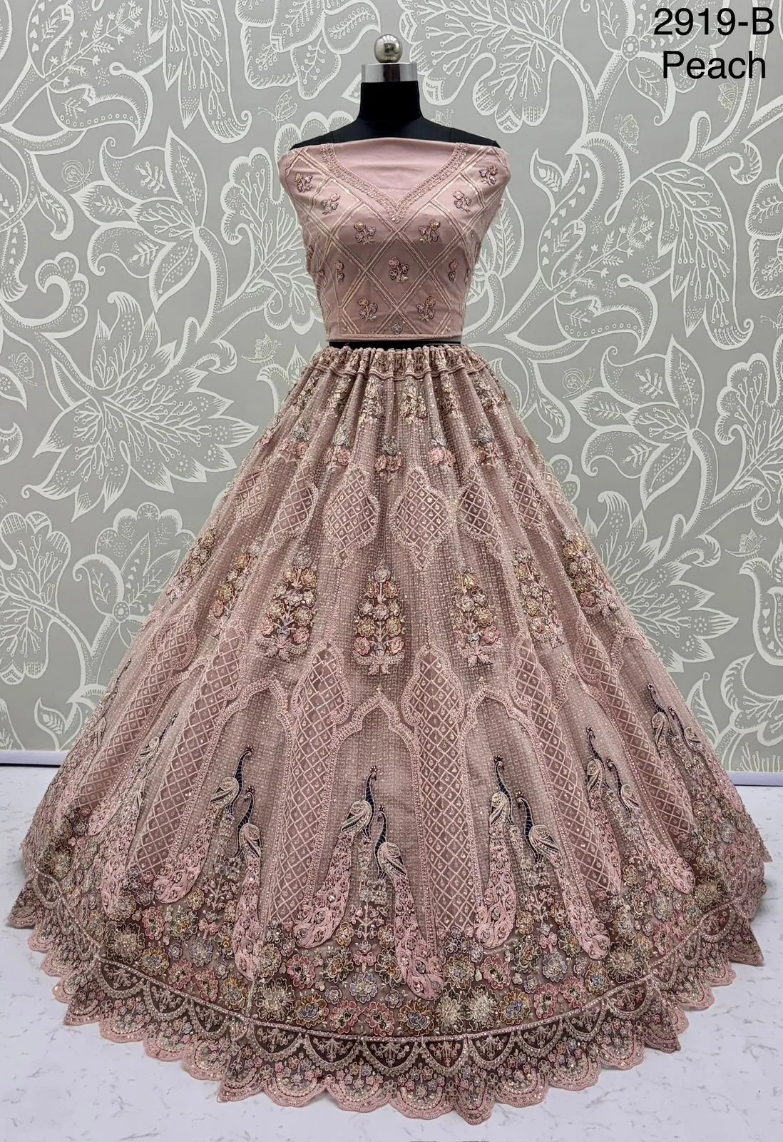 Bridal Lehenga Choli with Peacock Embroidery