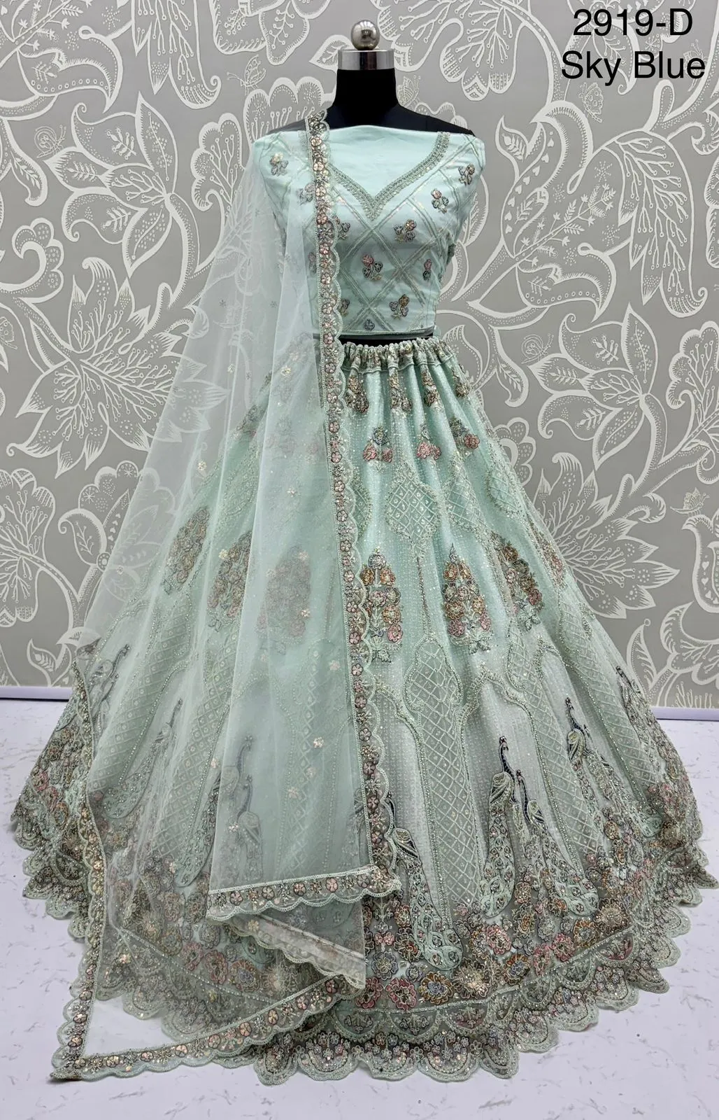 Bridal Lehenga Choli with Peacock Embroidery