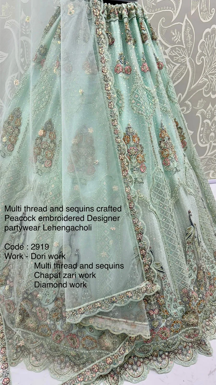 Bridal Lehenga Choli with Peacock Embroidery