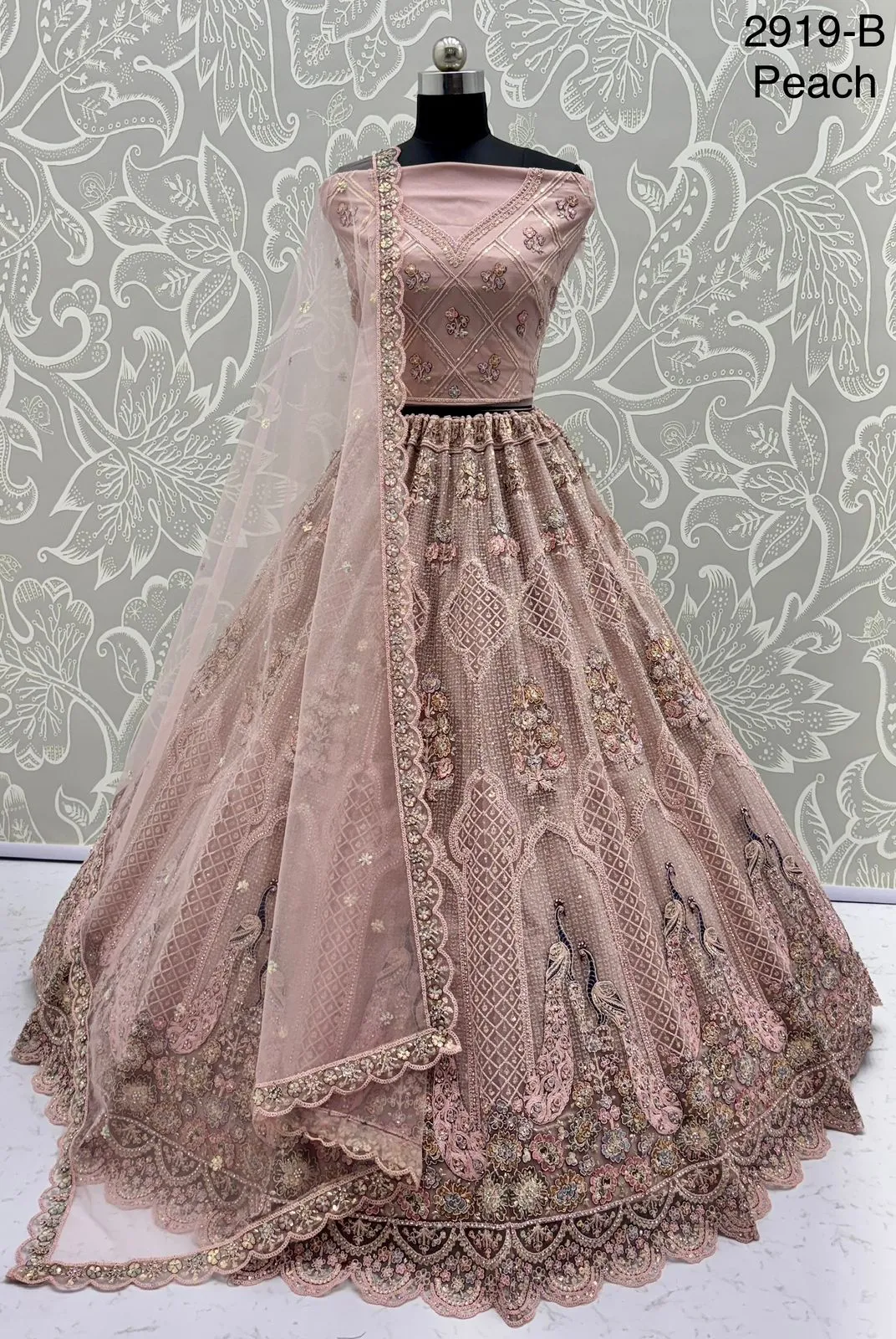 Bridal Lehenga Choli with Peacock Embroidery
