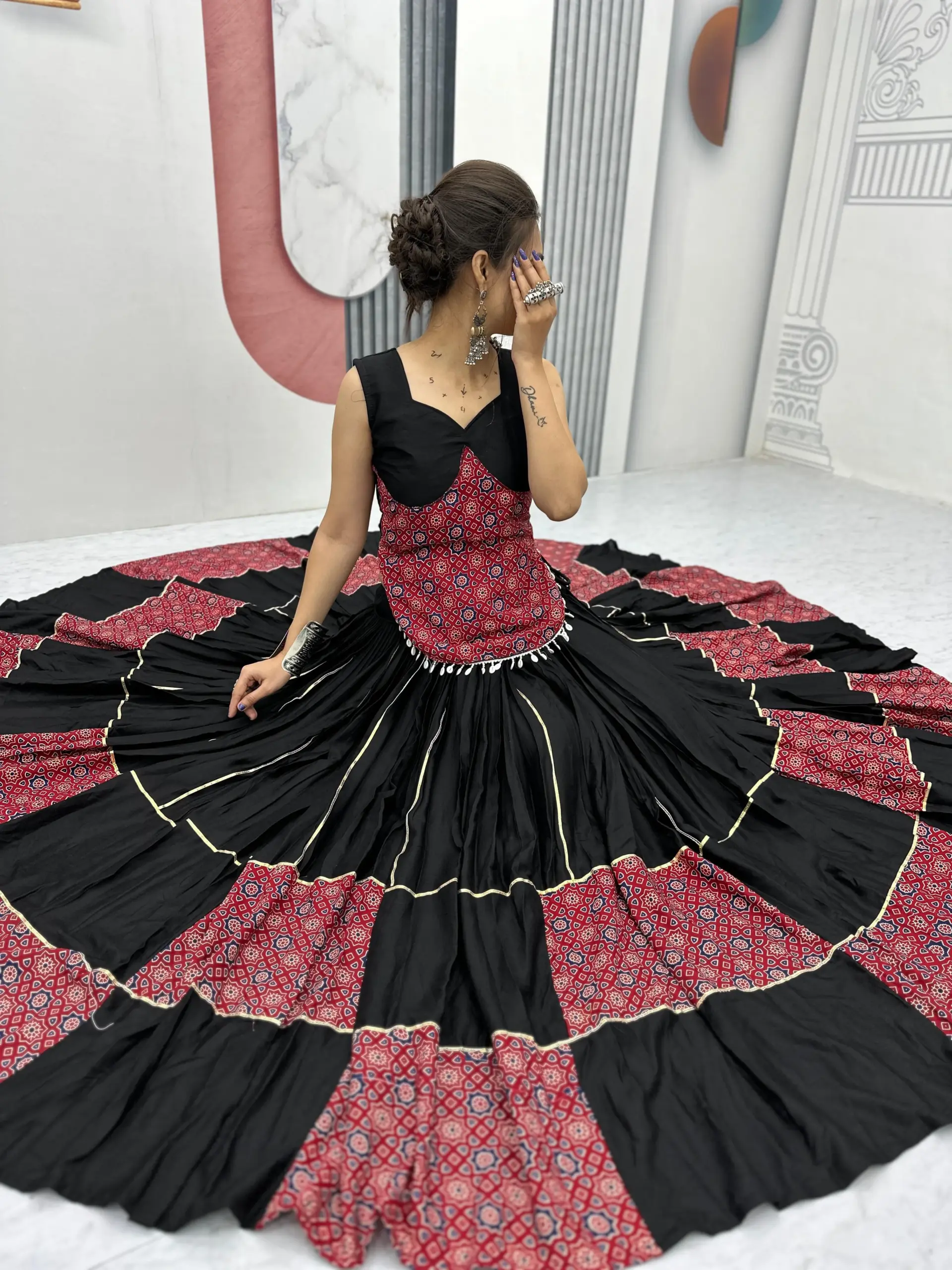 Buy Black Ajrakh Printed Chaniya Choli