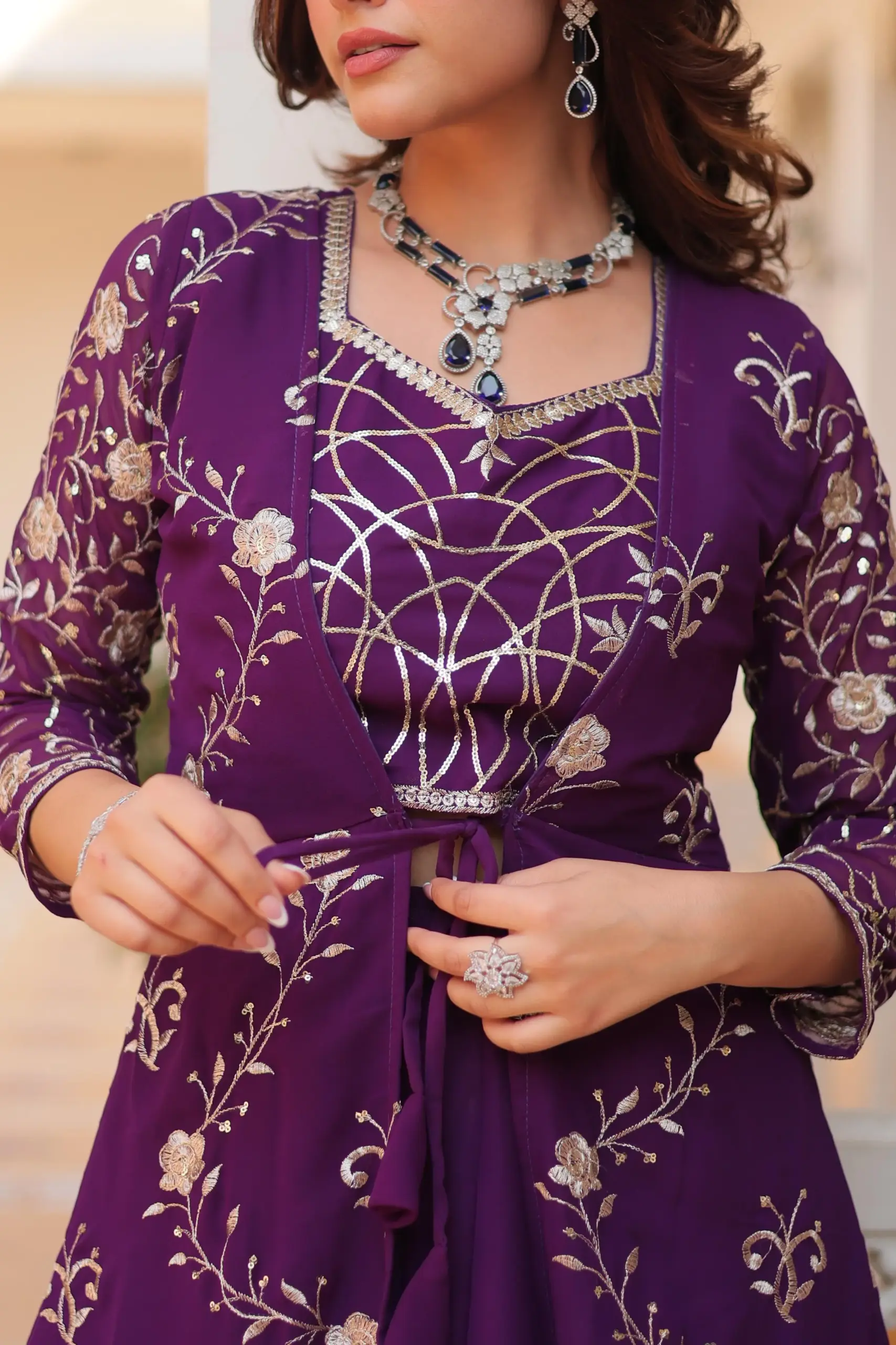 Buy Fancy Indo Western with Shrug