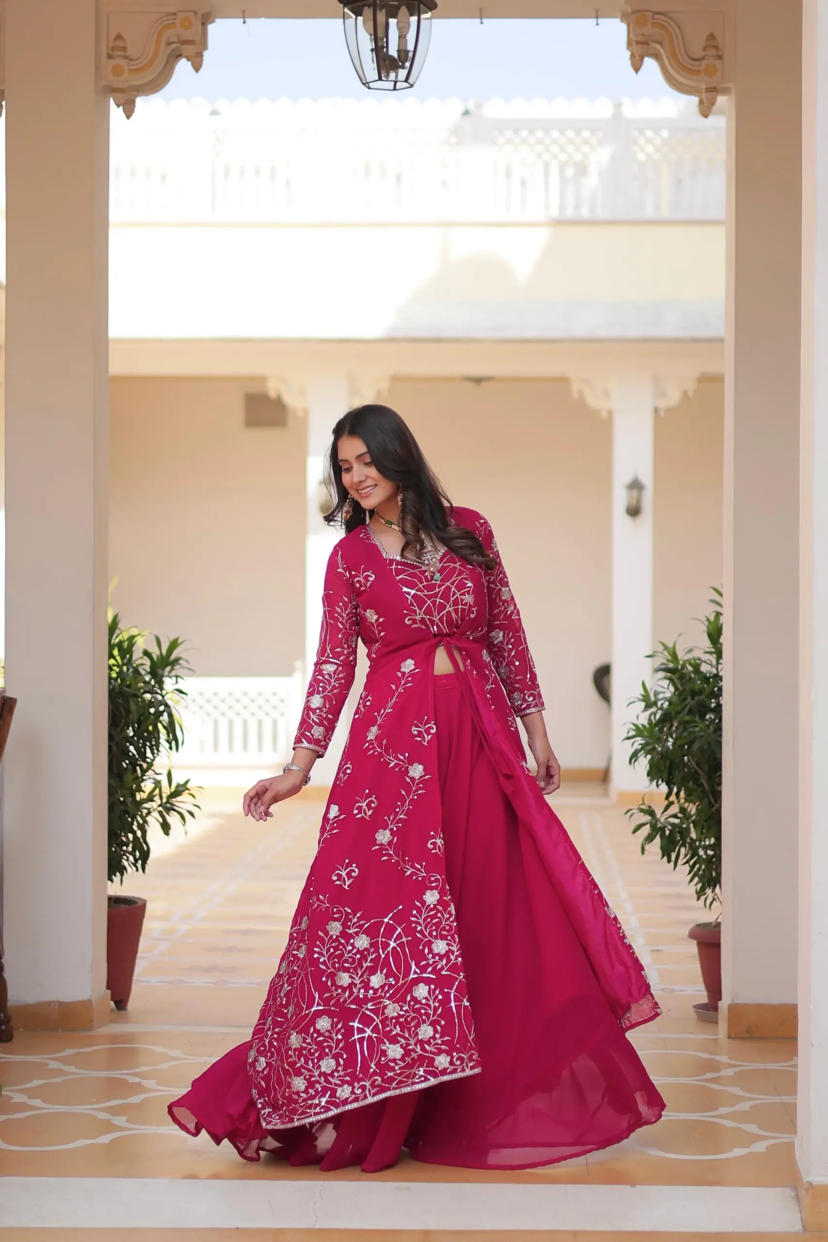 Buy Fancy Indo Western with Shrug