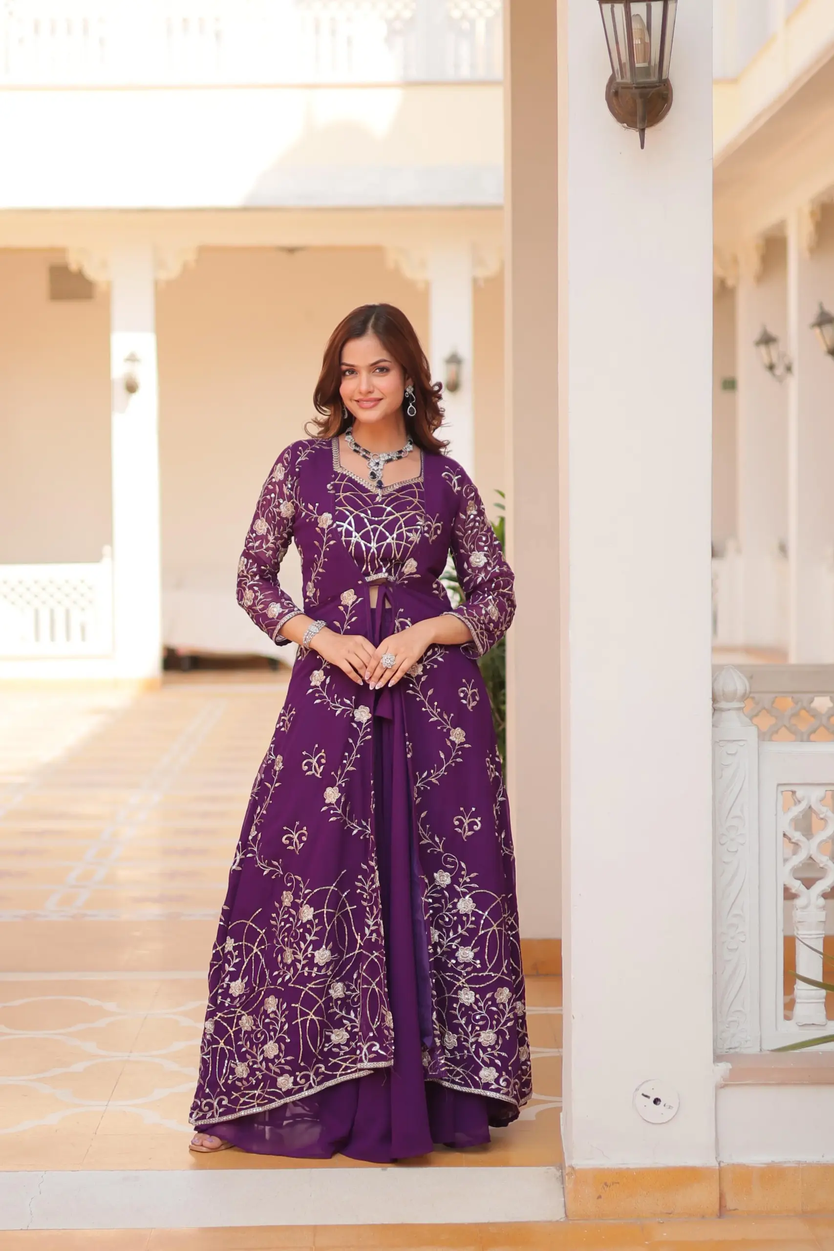 Buy Fancy Indo Western with Shrug