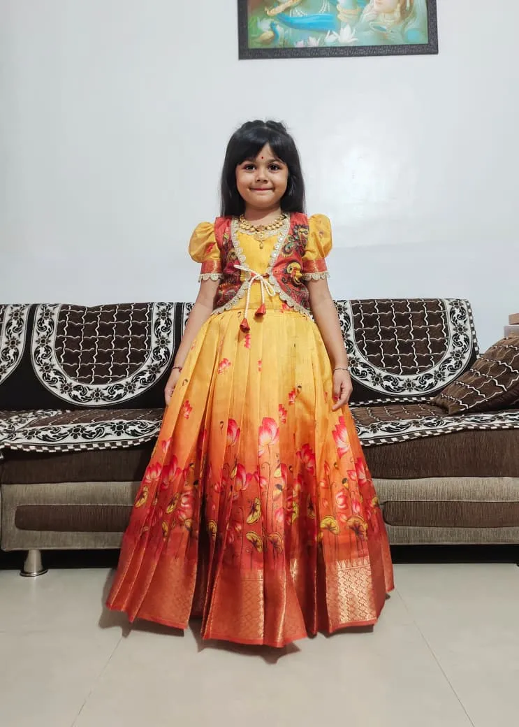 Buy Silk Gown with Jacket for Small Girls