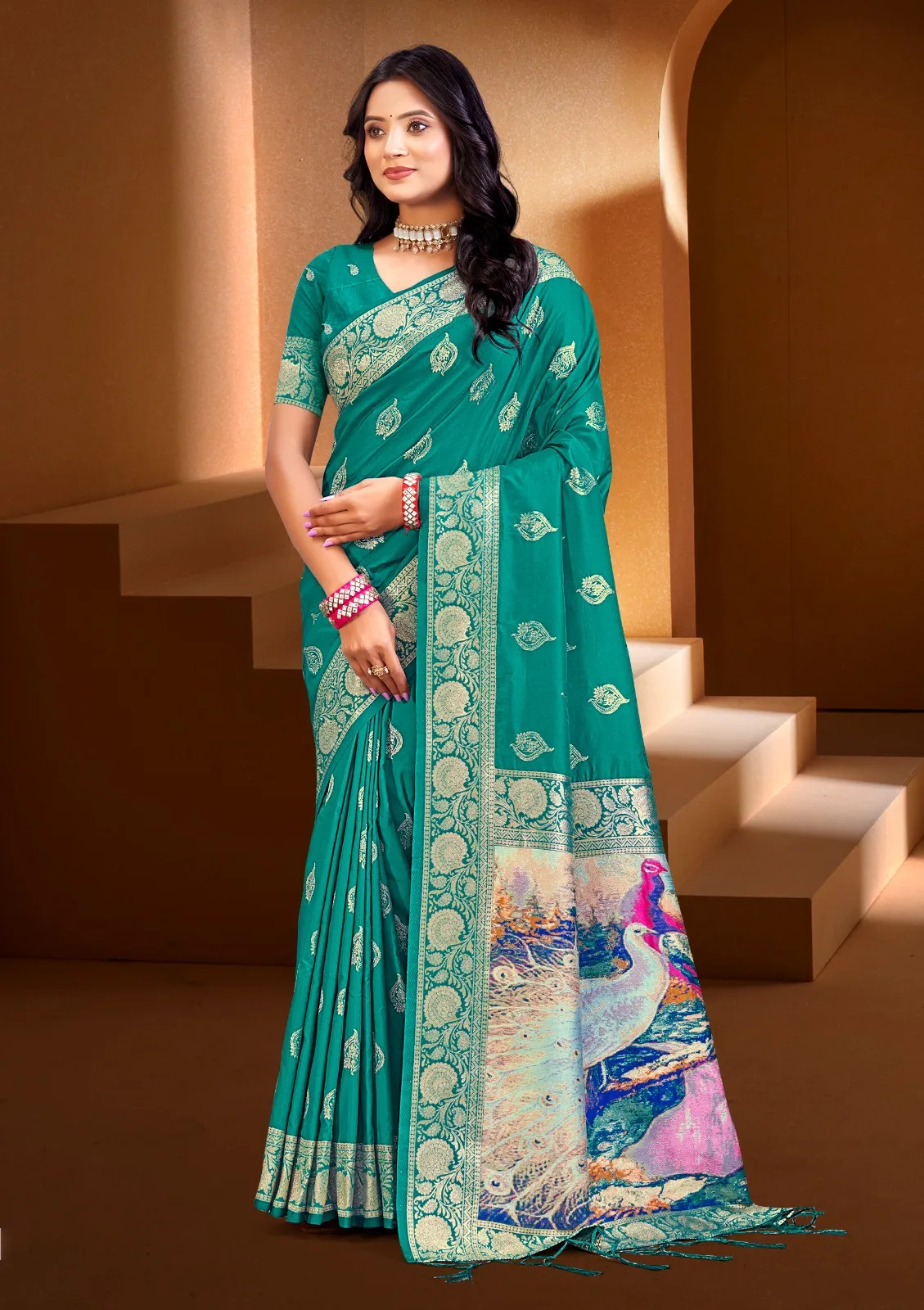 Buy Silk Sarees with Digital Printed Pallu