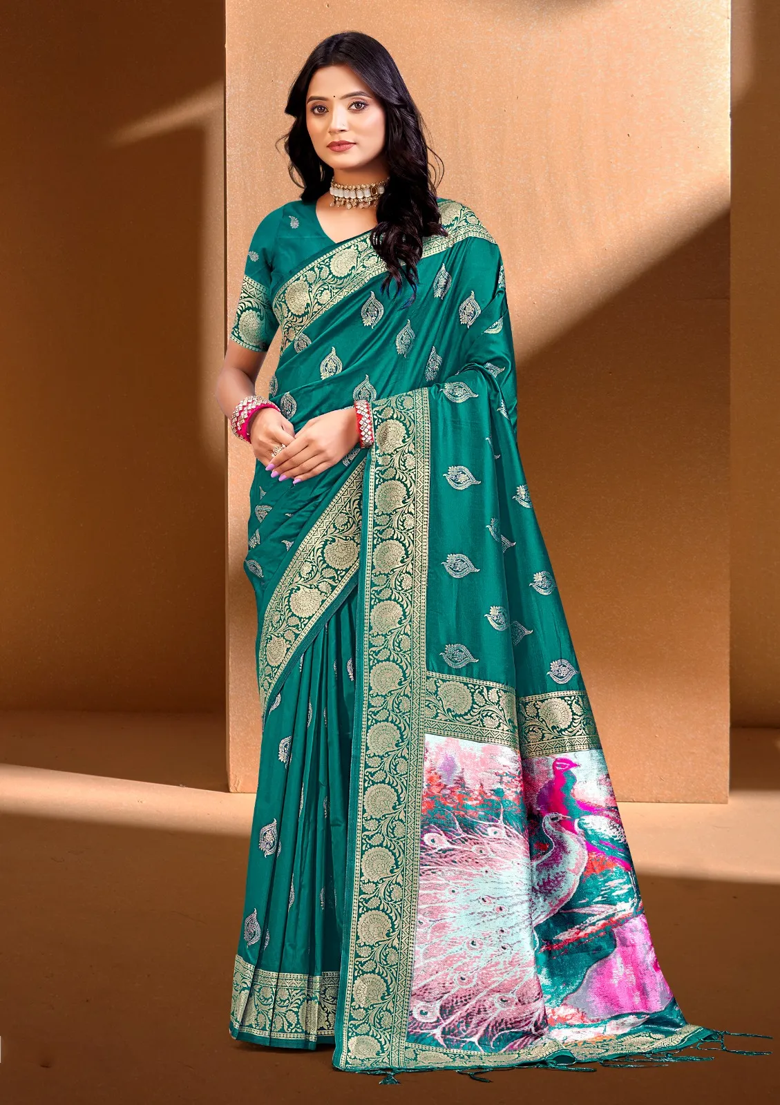 Buy Silk Sarees with Digital Printed Pallu