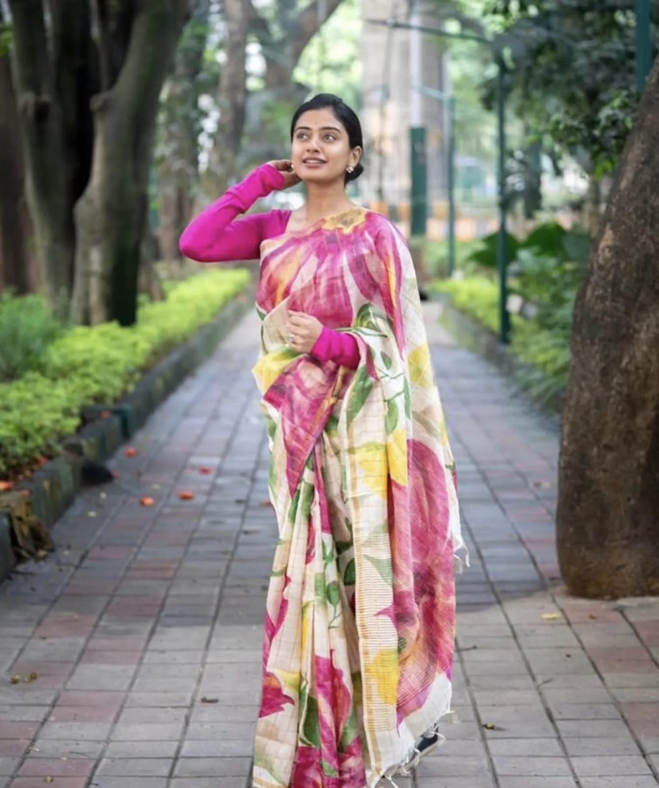 Buy Tussar Silk Floral Printed Saree